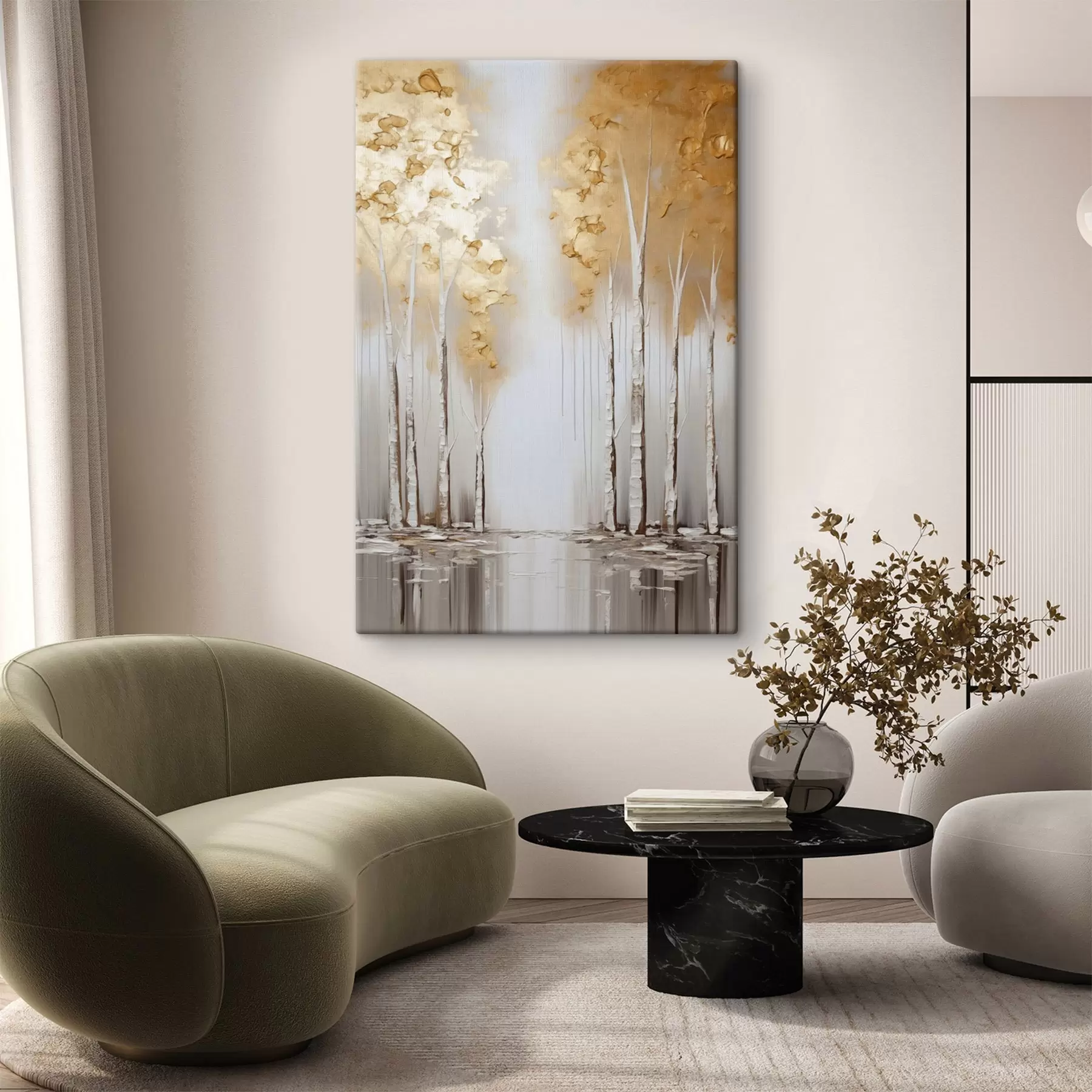  Peintures Arbres texturés au feuillage abstrait, art moderne s50953