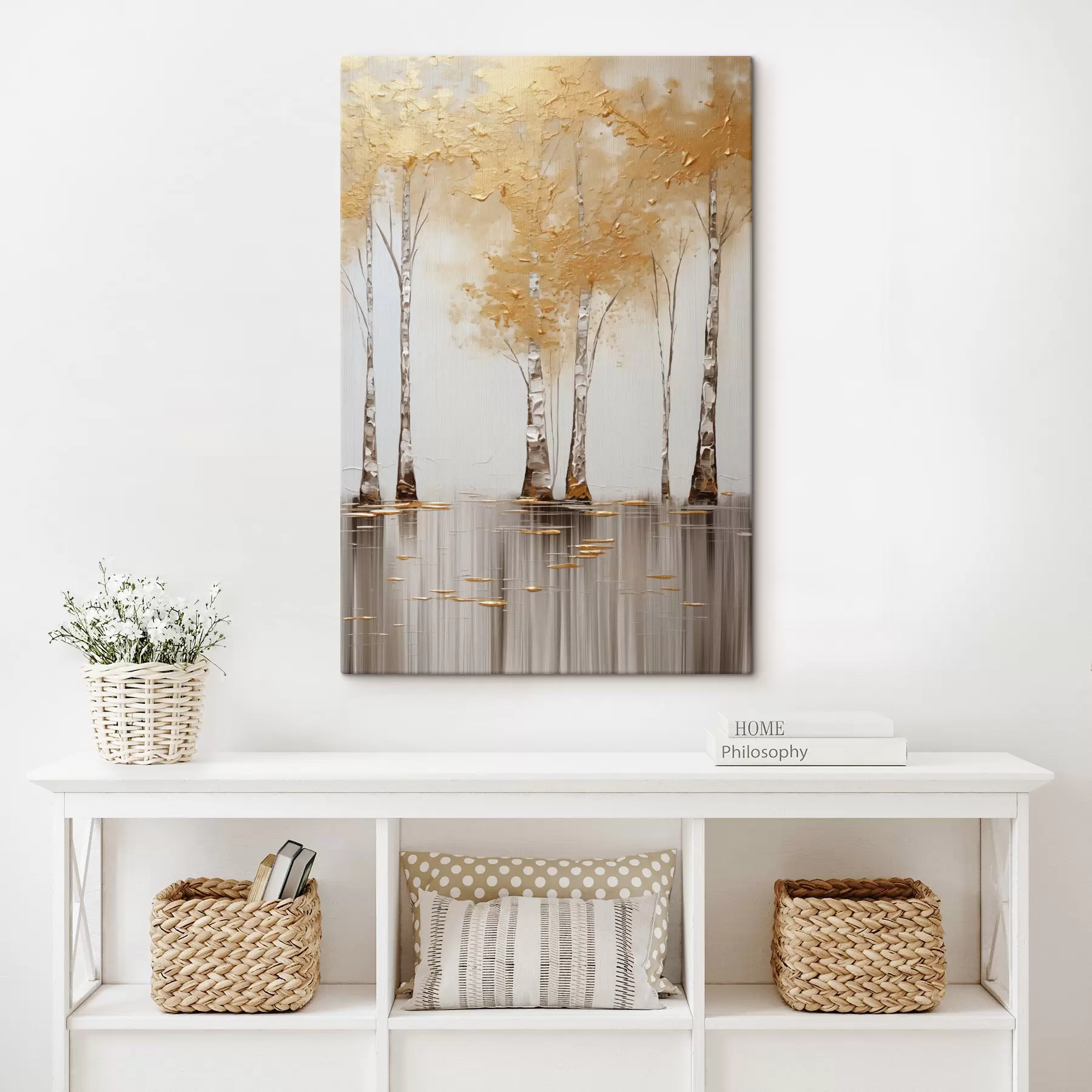  Peintures Arbres texturés au feuillage abstrait, art moderne s50954