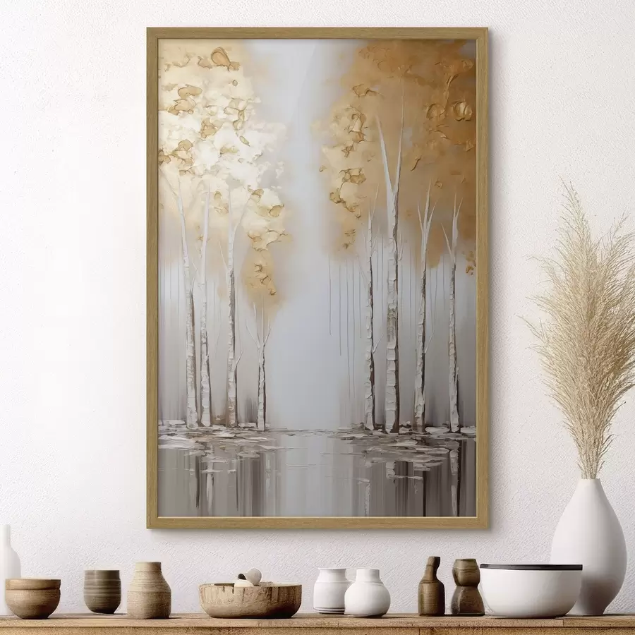 Fotobehang Bomen met een structuur en abstract gebladerte, moderne kunst f50953