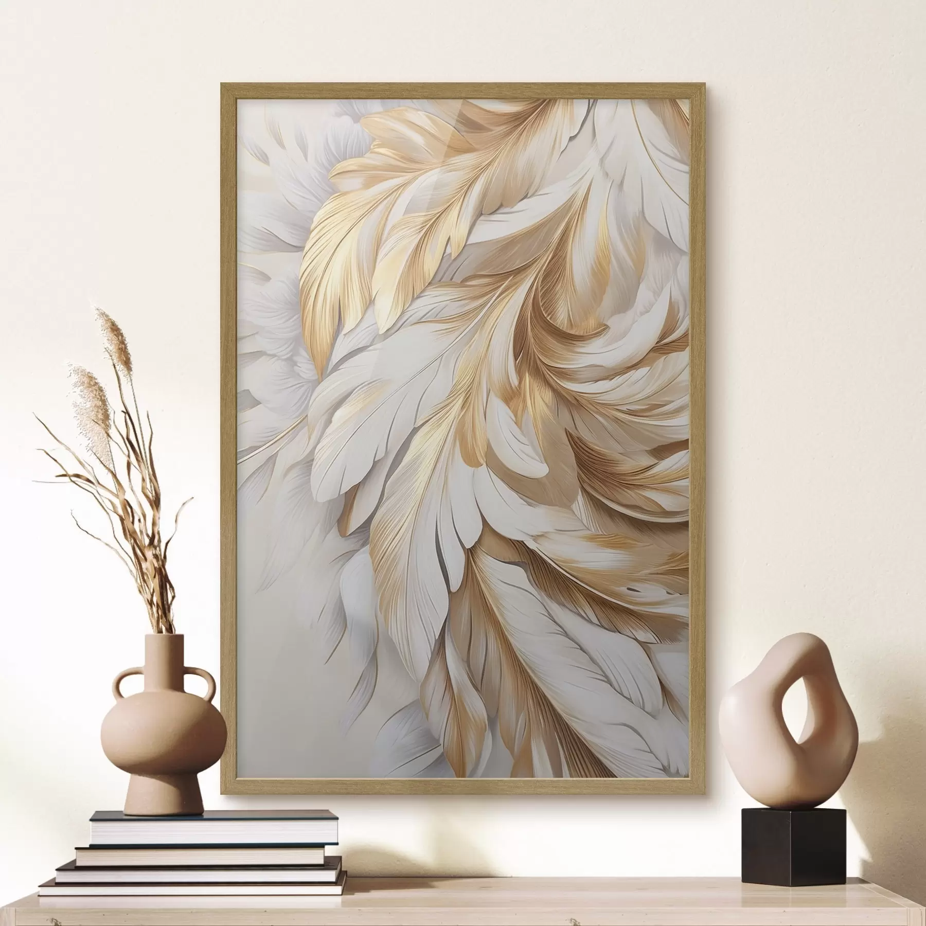 Papier peint photo De grandes plumes décoratives, des détails raffinés et une texture délicate f50969