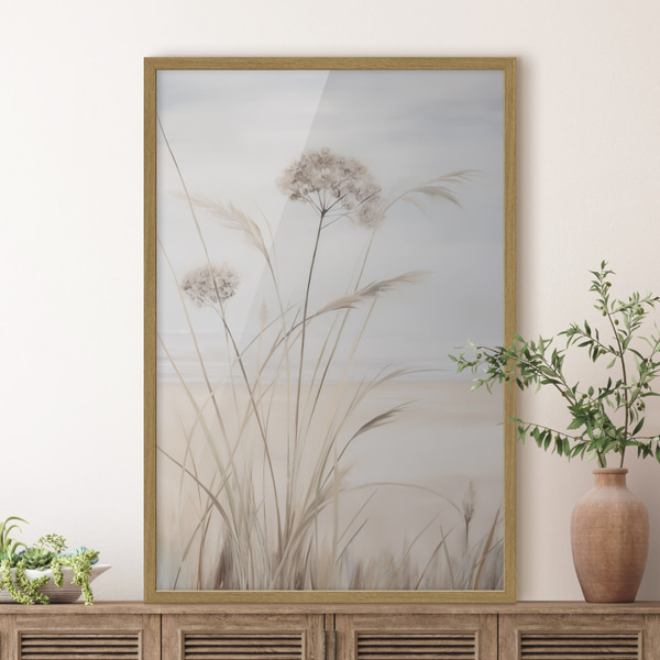 Affiche De hautes herbes sèches et des fleurs aux tons beiges et blancs discrets, sur un arrière-plan doux et flou, Posters nature, f50973wo : Uwalls
