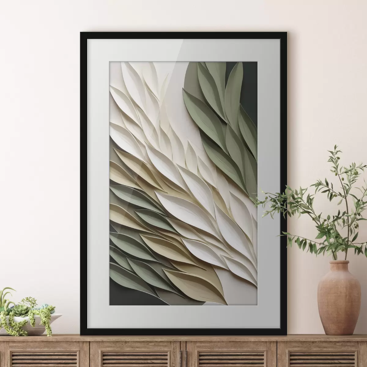 Poster Vleugels van groene bladeren f50976