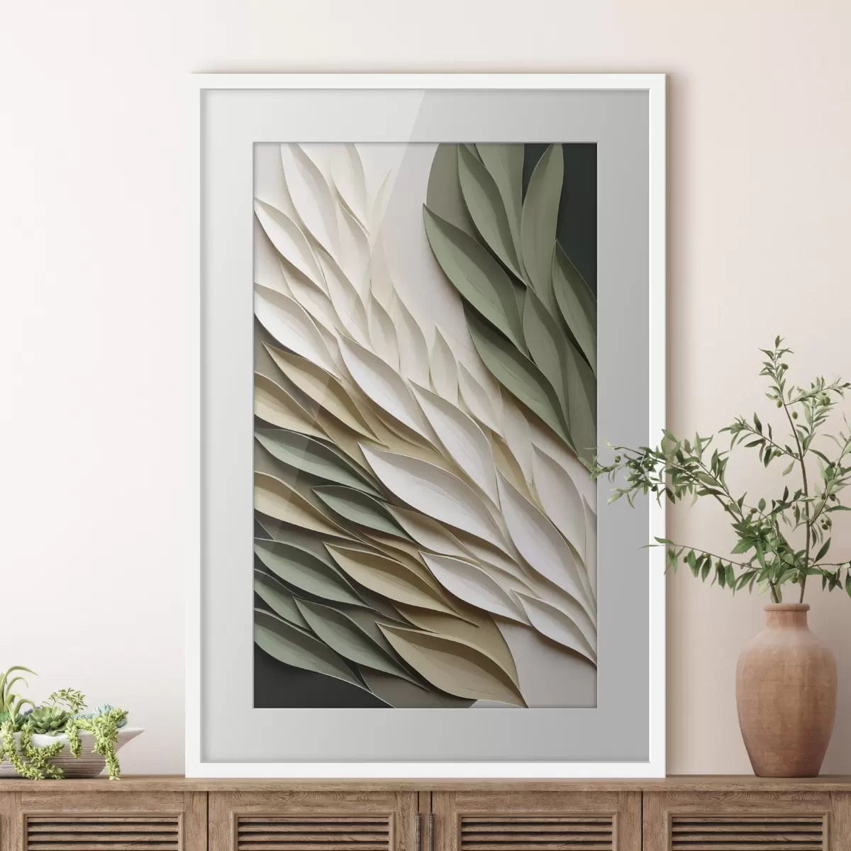 Poster Vleugels van groene bladeren f50976