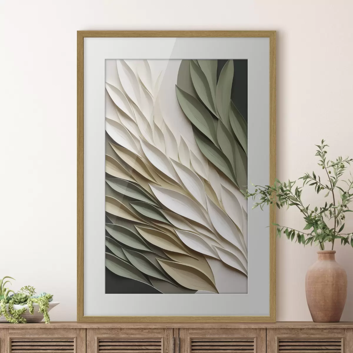 Poster Vleugels van groene bladeren f50976