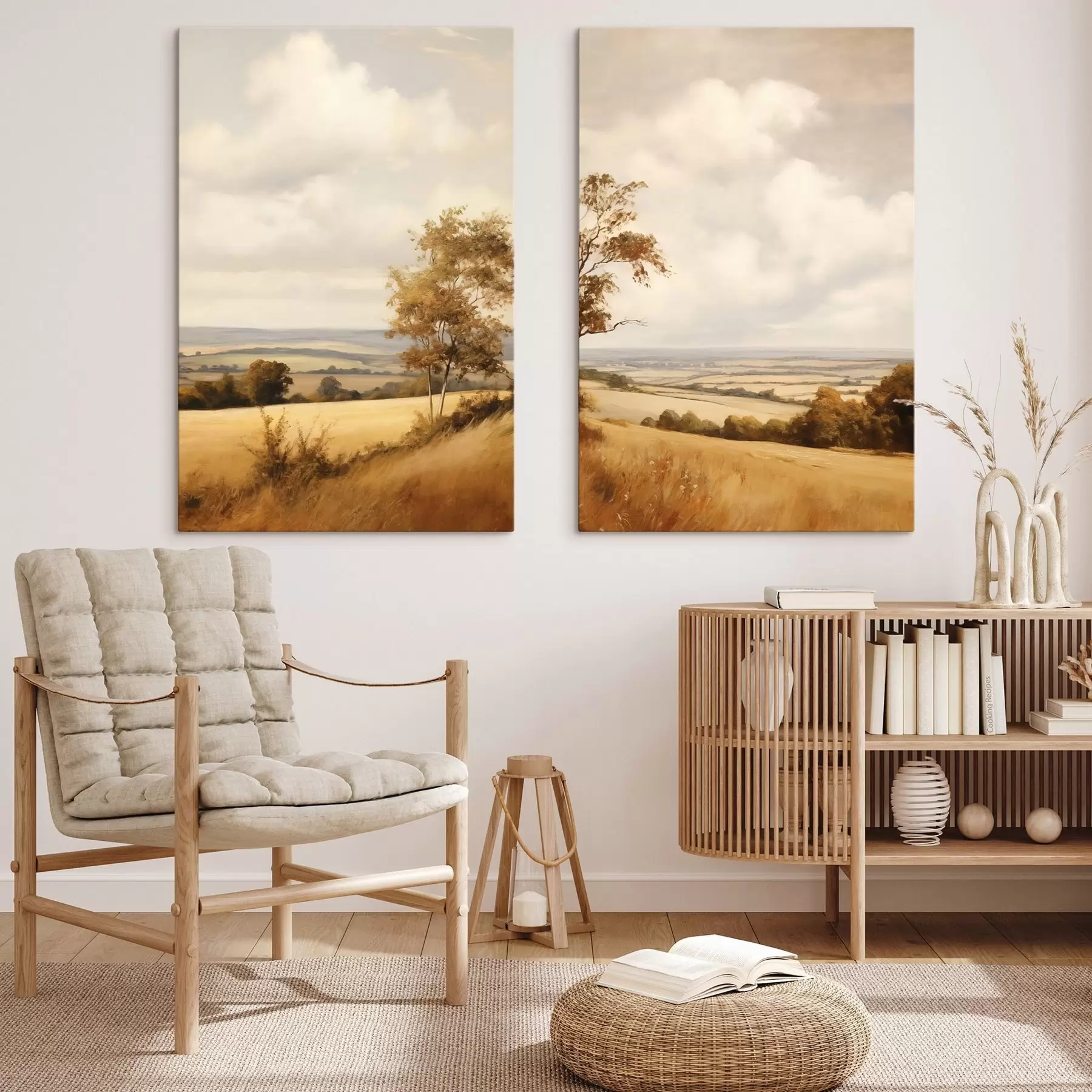  Peintures Paysage texturé avec des collines ondulantes et des champs, feuillage d'automne, style pictural m31049