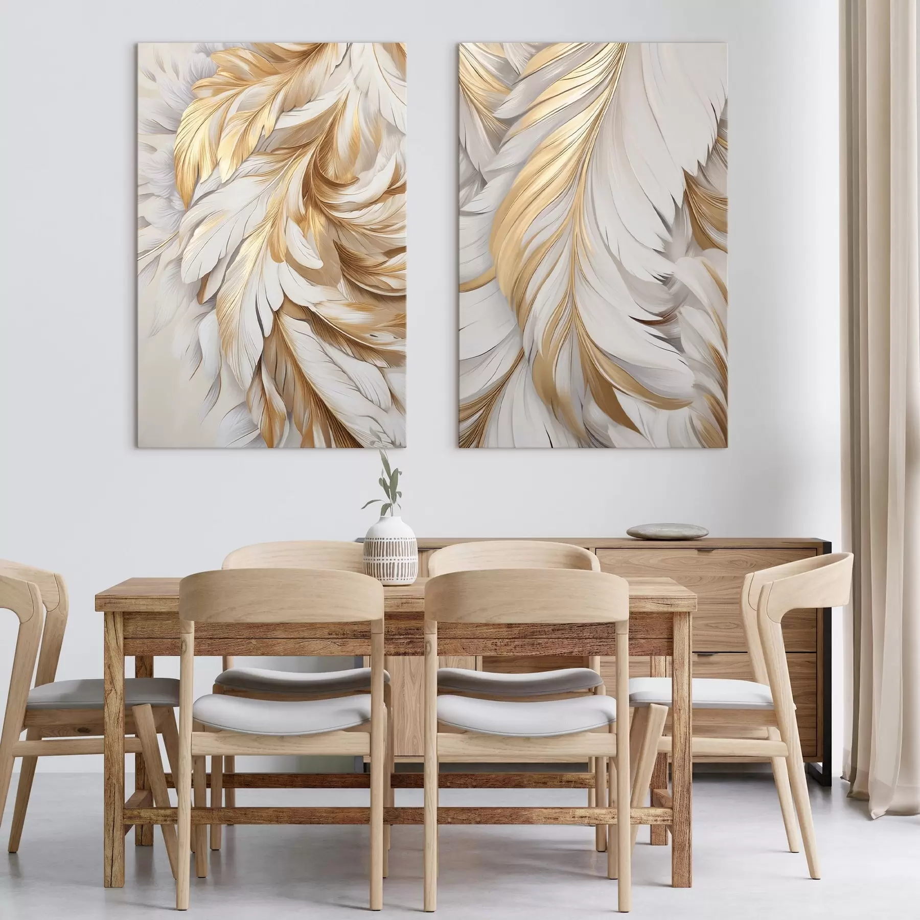  Peintures Plumes ivoire et or m31051