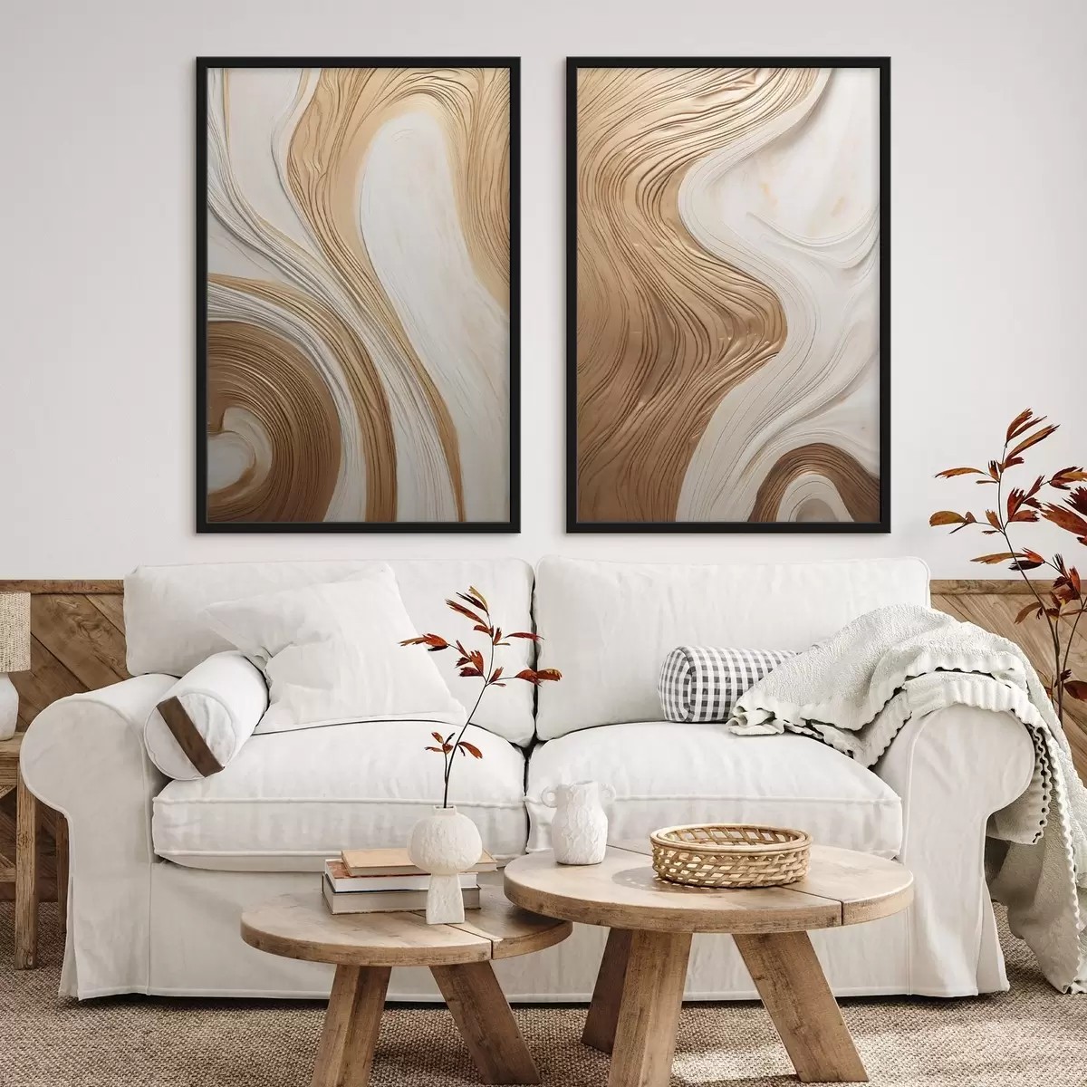 Poster Abstracte wervelende lijnen die een kunstwerk met textuur en een moderne, minimalistische uitstraling creëren d31047