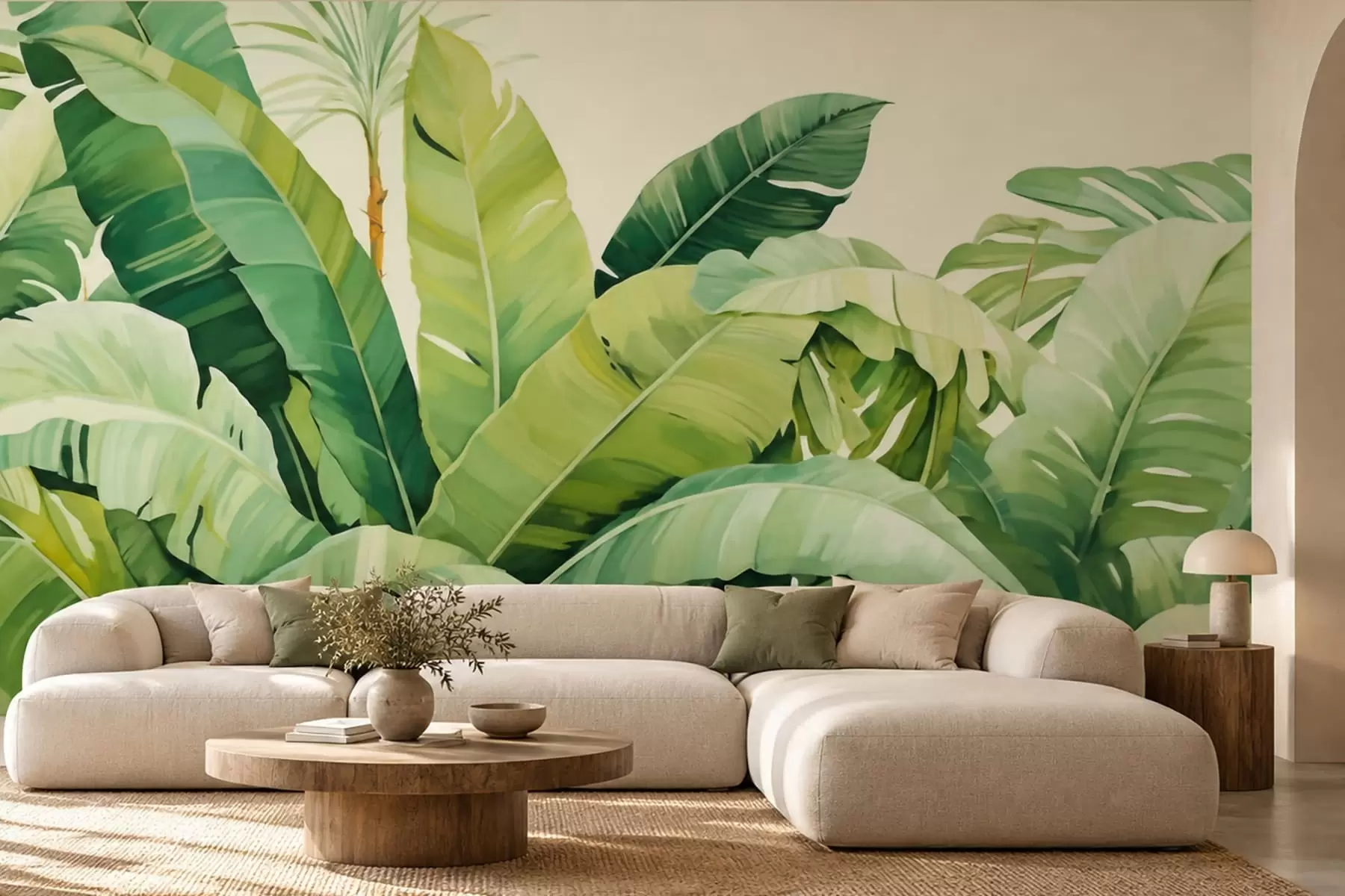 Fotobehang Bananenbladeren in groen w05975