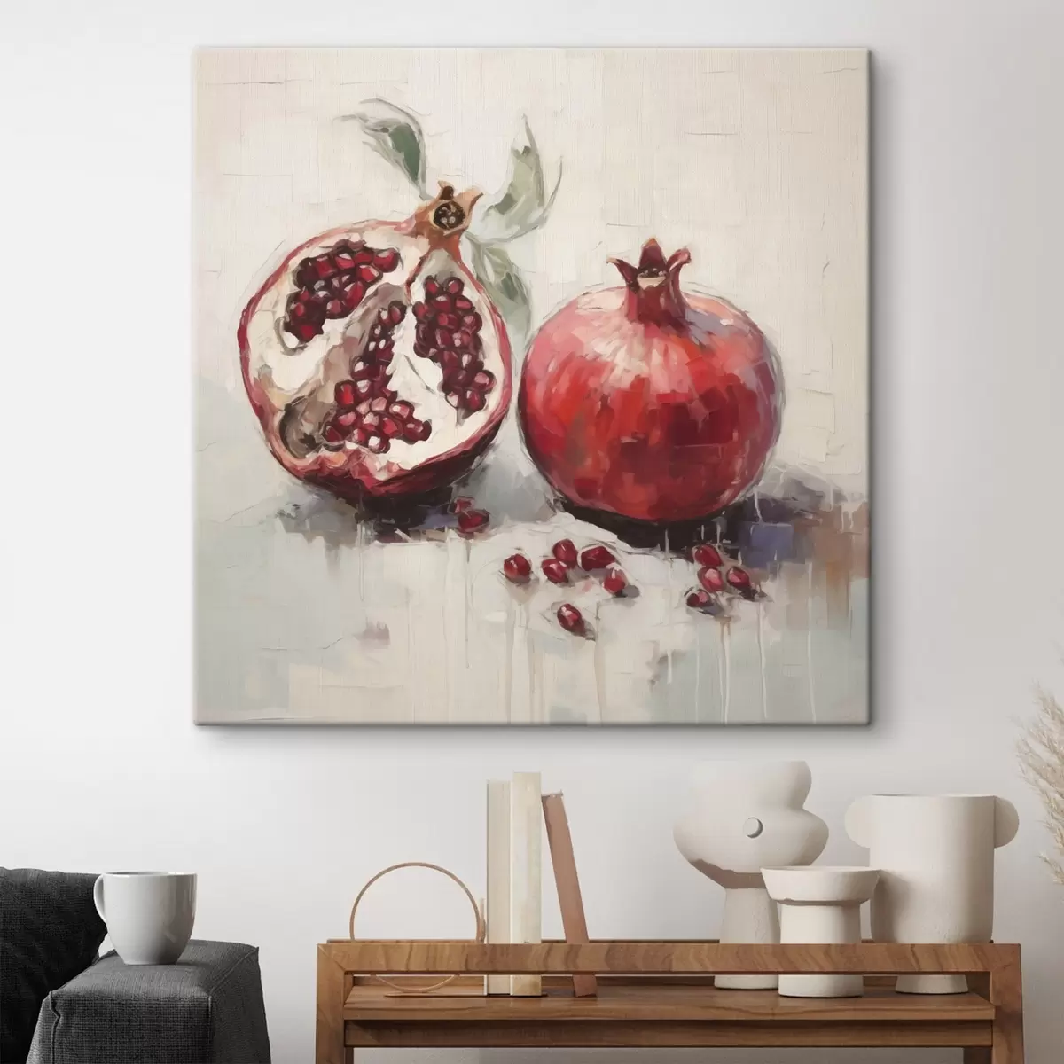  Schilderijen Rijpe granaatappels, schilderij in imitatietechniek s50981