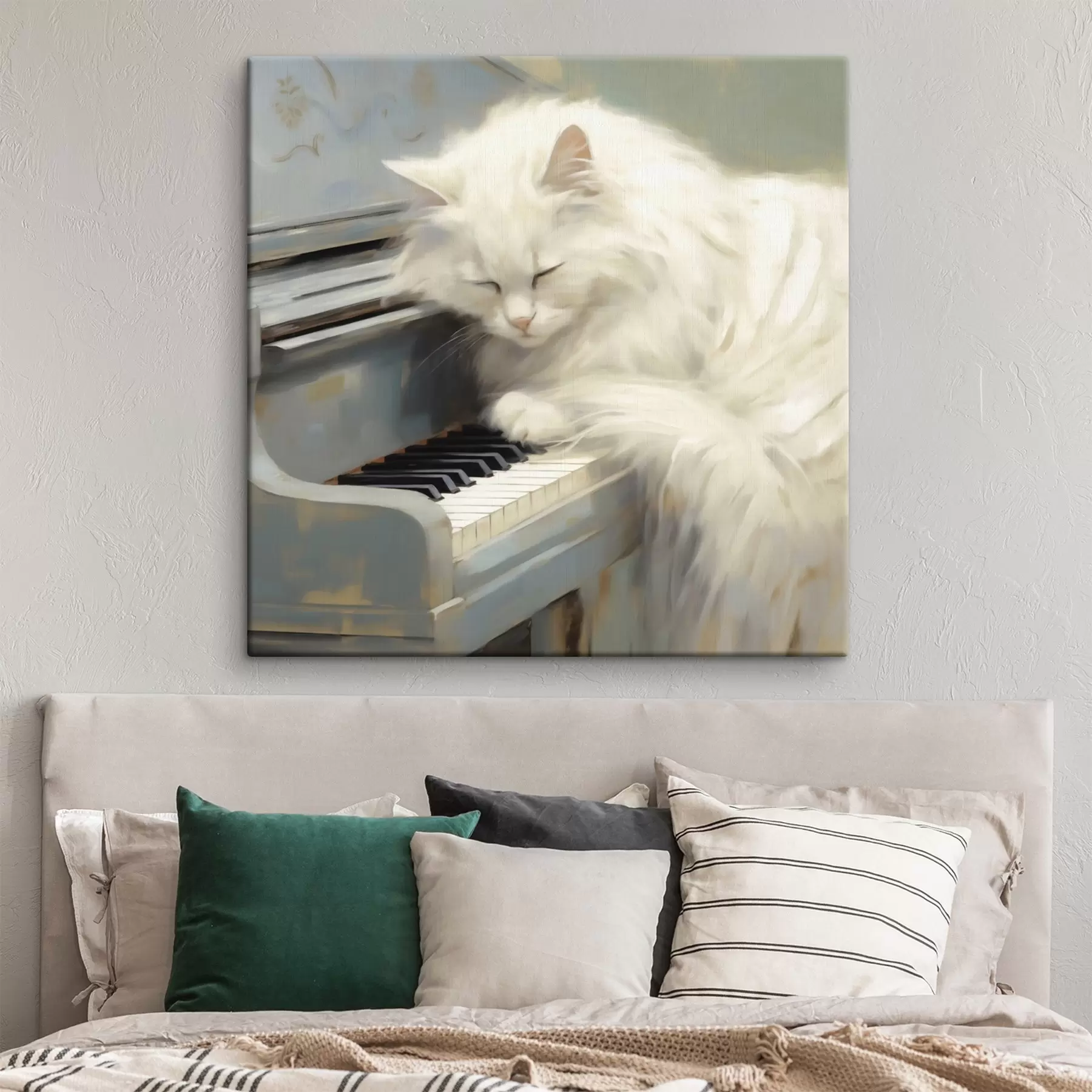  Peintures Chat dormant sur les touches d'un piano, reproduction d'un tableau s50990