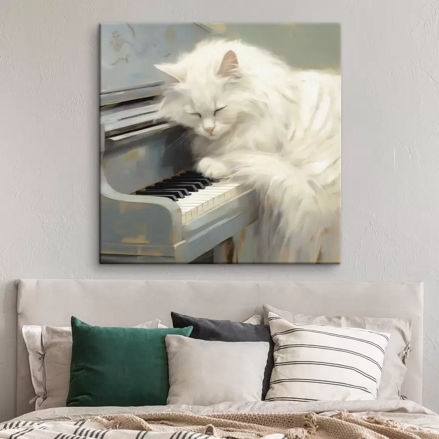  Peintures Chat dormant sur les touches d'un piano, reproduction d'un tableau s50990