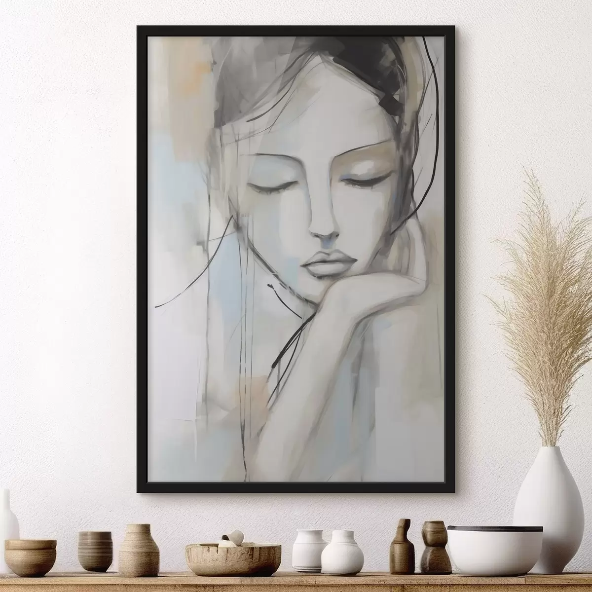 Poster Abstract portret, imitatie van een schilderij f50980