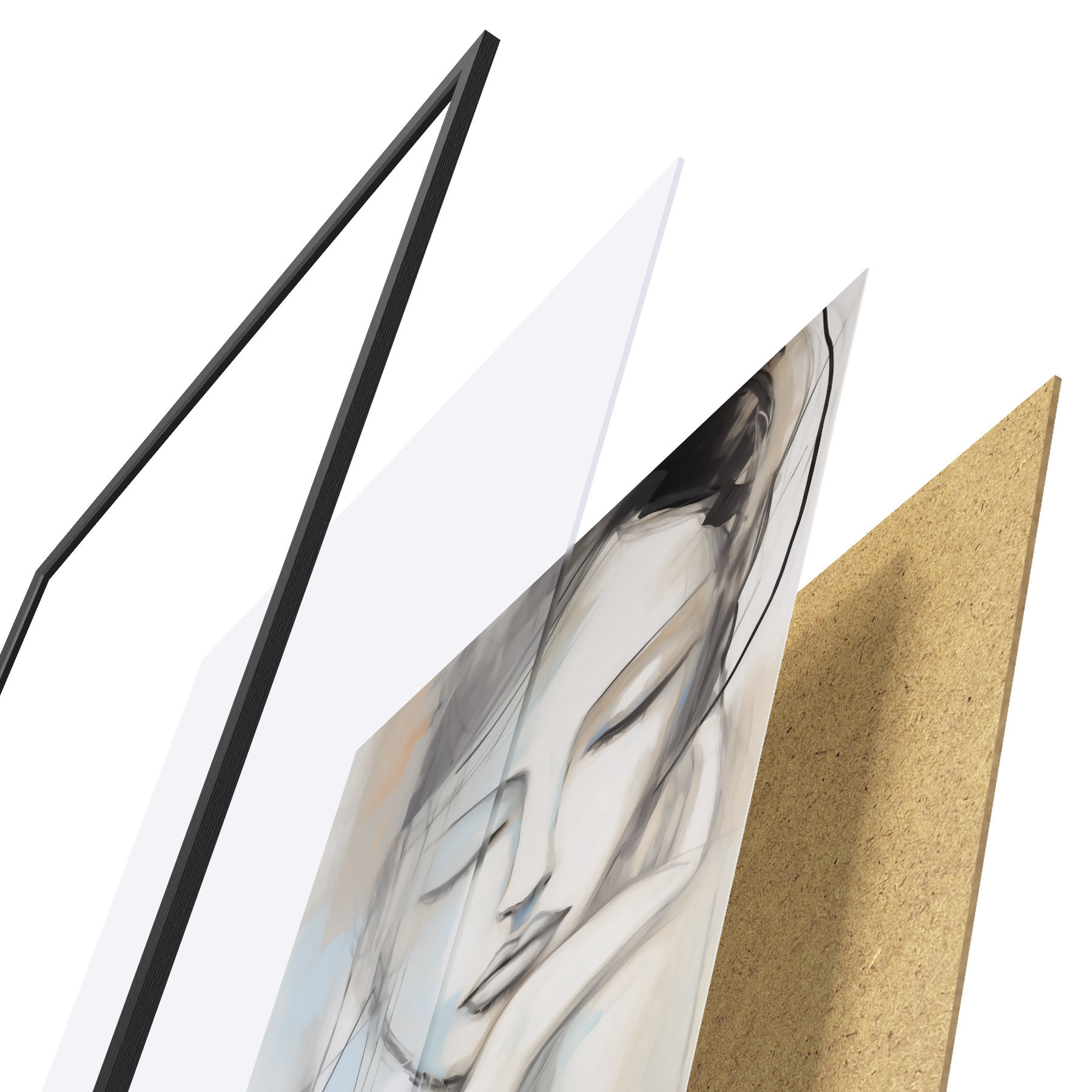 Poster Abstract portret, imitatie van een schilderij f50980