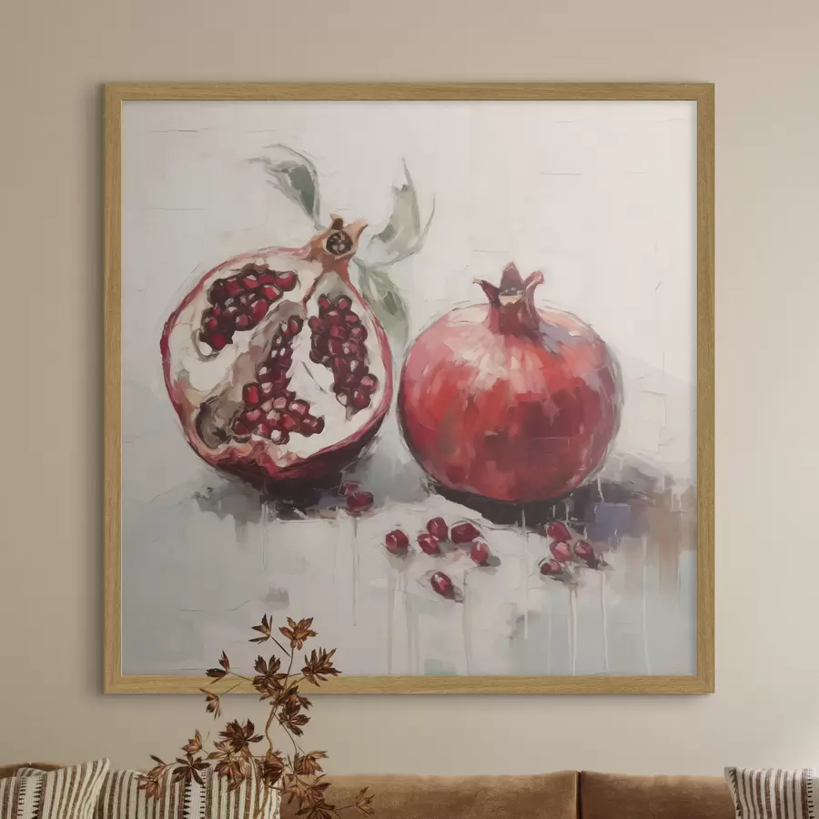 Fotobehang Rijpe granaatappels, schilderij in imitatietechniek f50981