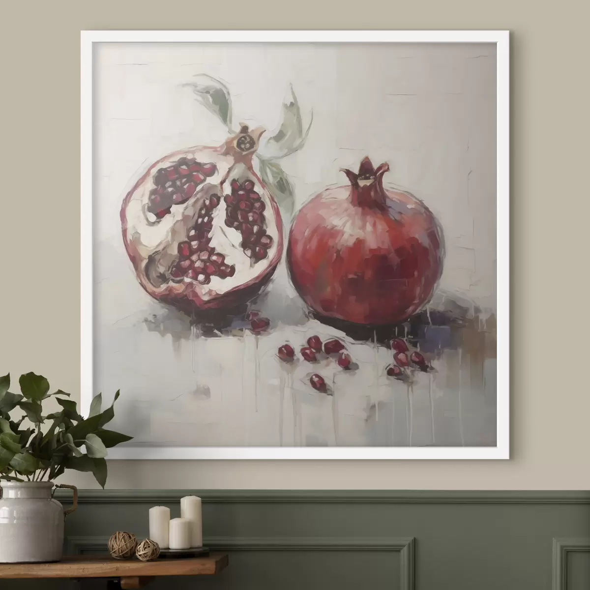 Poster Rijpe granaatappels, schilderij in imitatietechniek f50981