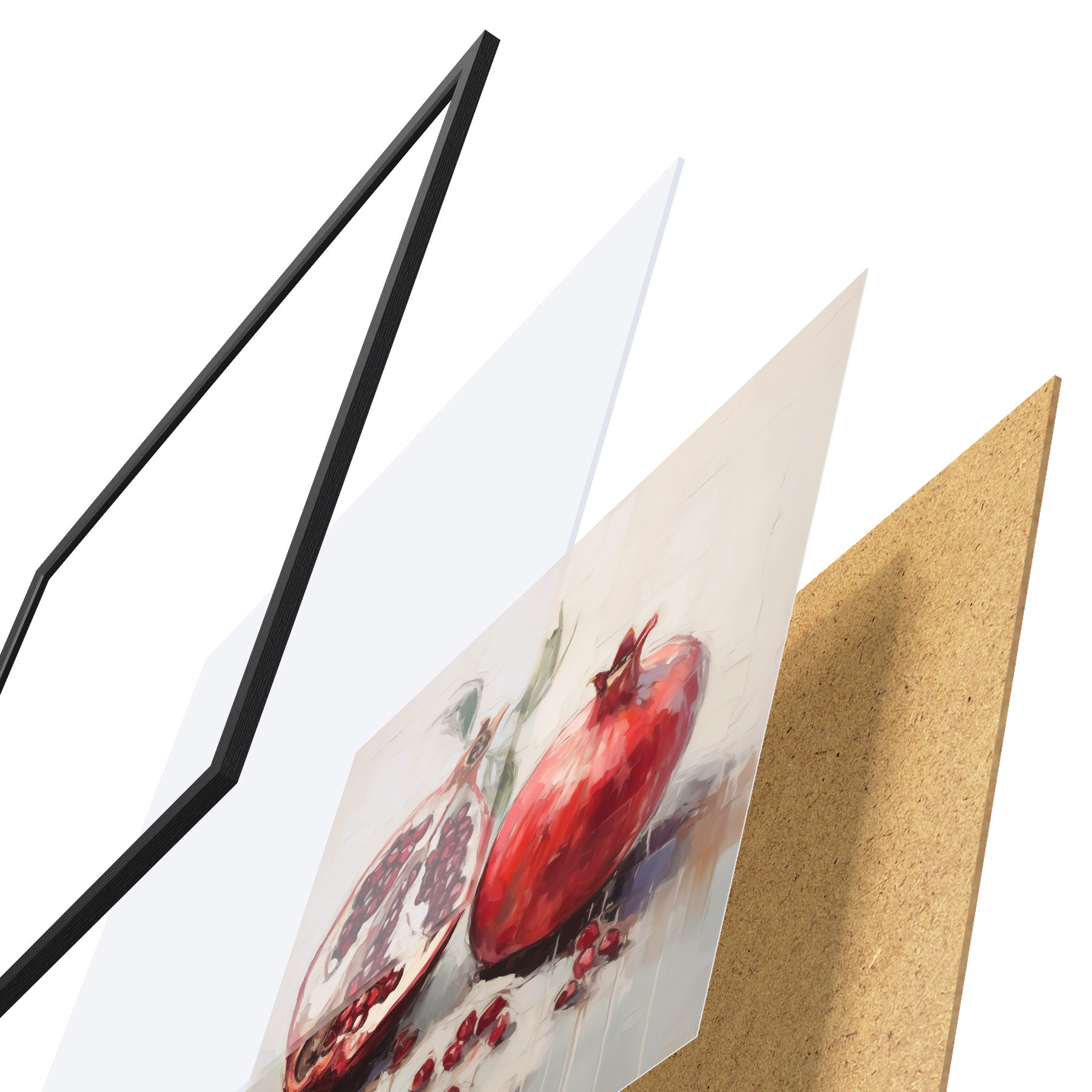 Poster Rijpe granaatappels, schilderij in imitatietechniek f50981