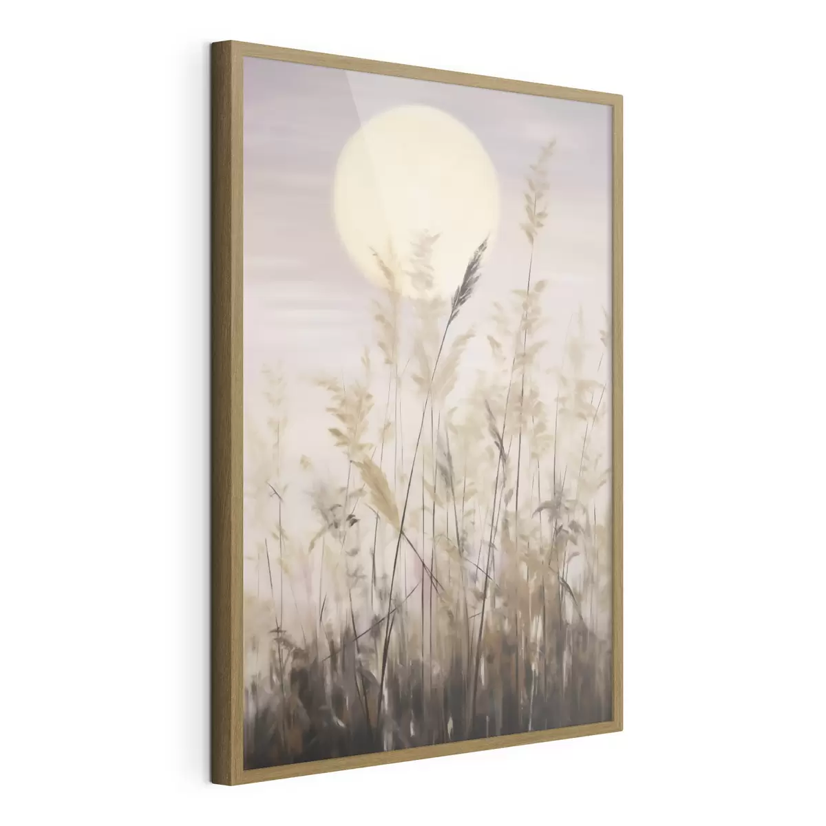 Poster Abstracte grassen tegen de achtergrond van de maan, een imitatie van een schilderij f50985
