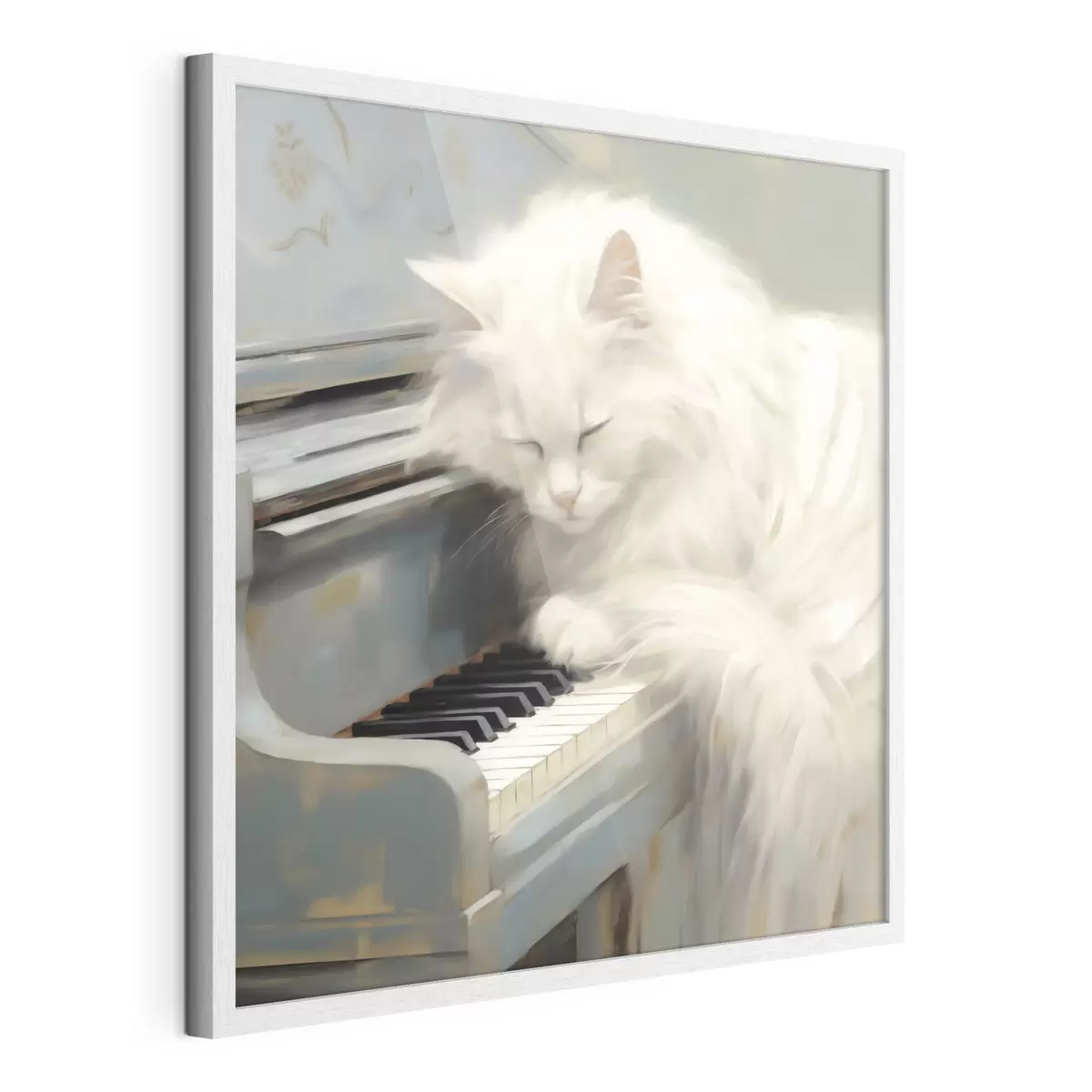 Poster Kat die op pianotoetsen slaapt, schilderijreproductie f50990
