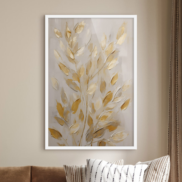 Poster Abstrakt bladwerk, imitatieschilderij, Affiches Uniek, f50994wh : Uwalls