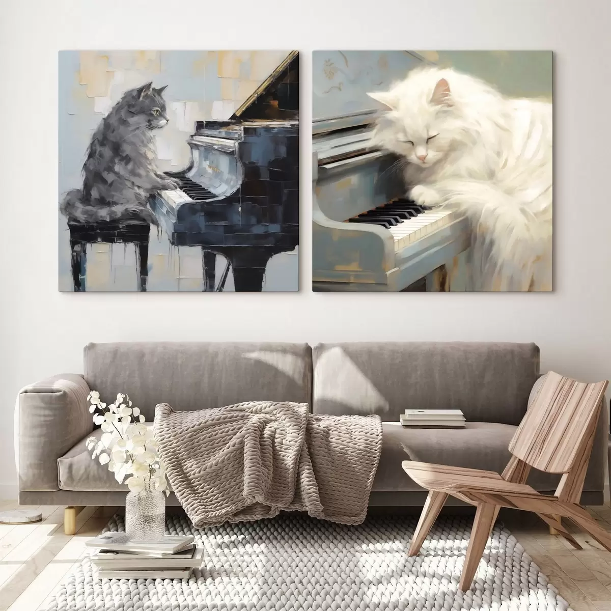  Peintures Chat et piano, reproduction de tableau m31064