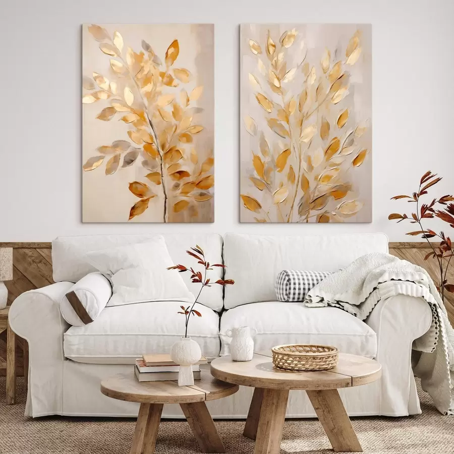 Fotobehang Abstrakt bladwerk, imitatieschilderij m31066