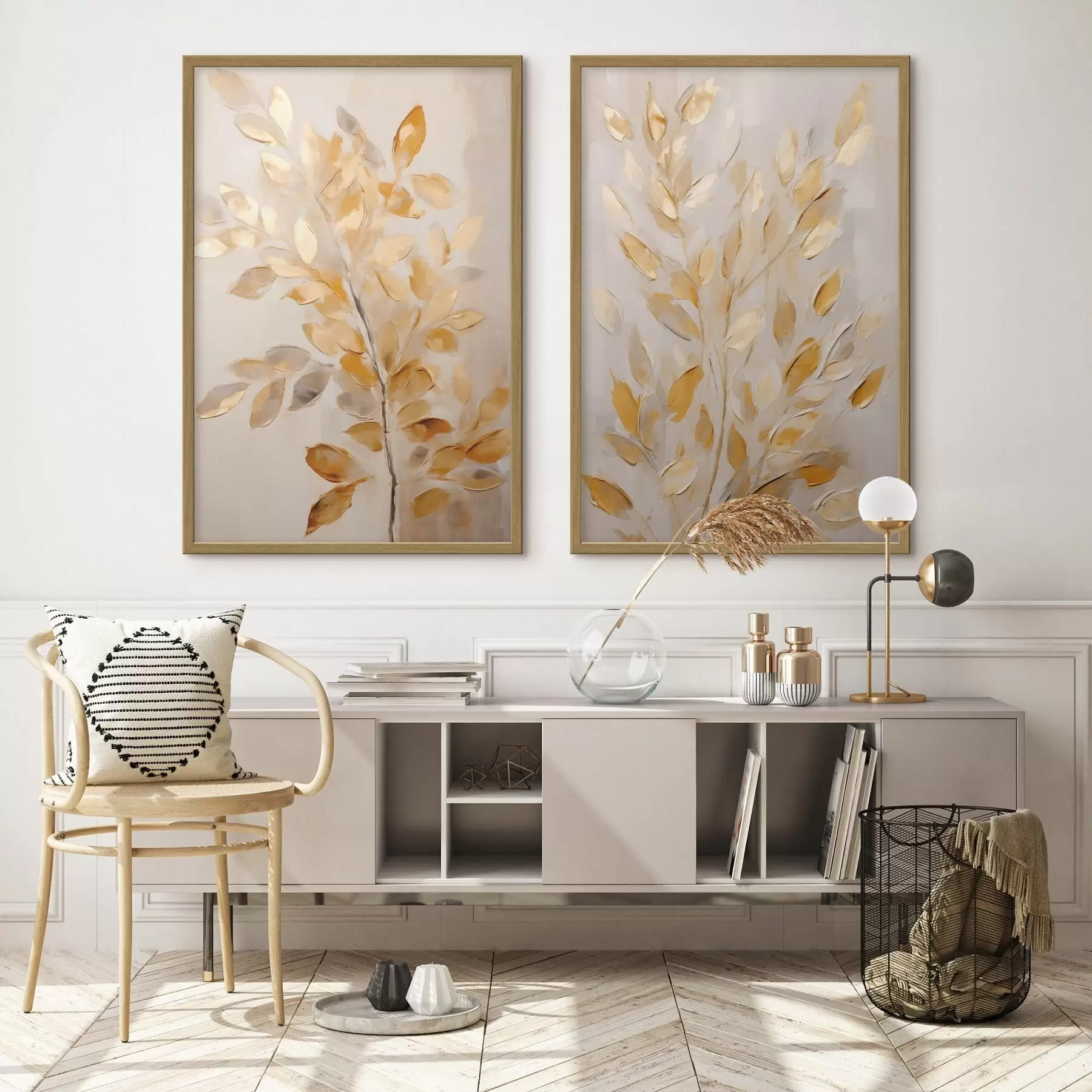 Fotobehang Abstrakt bladwerk, imitatieschilderij d31066