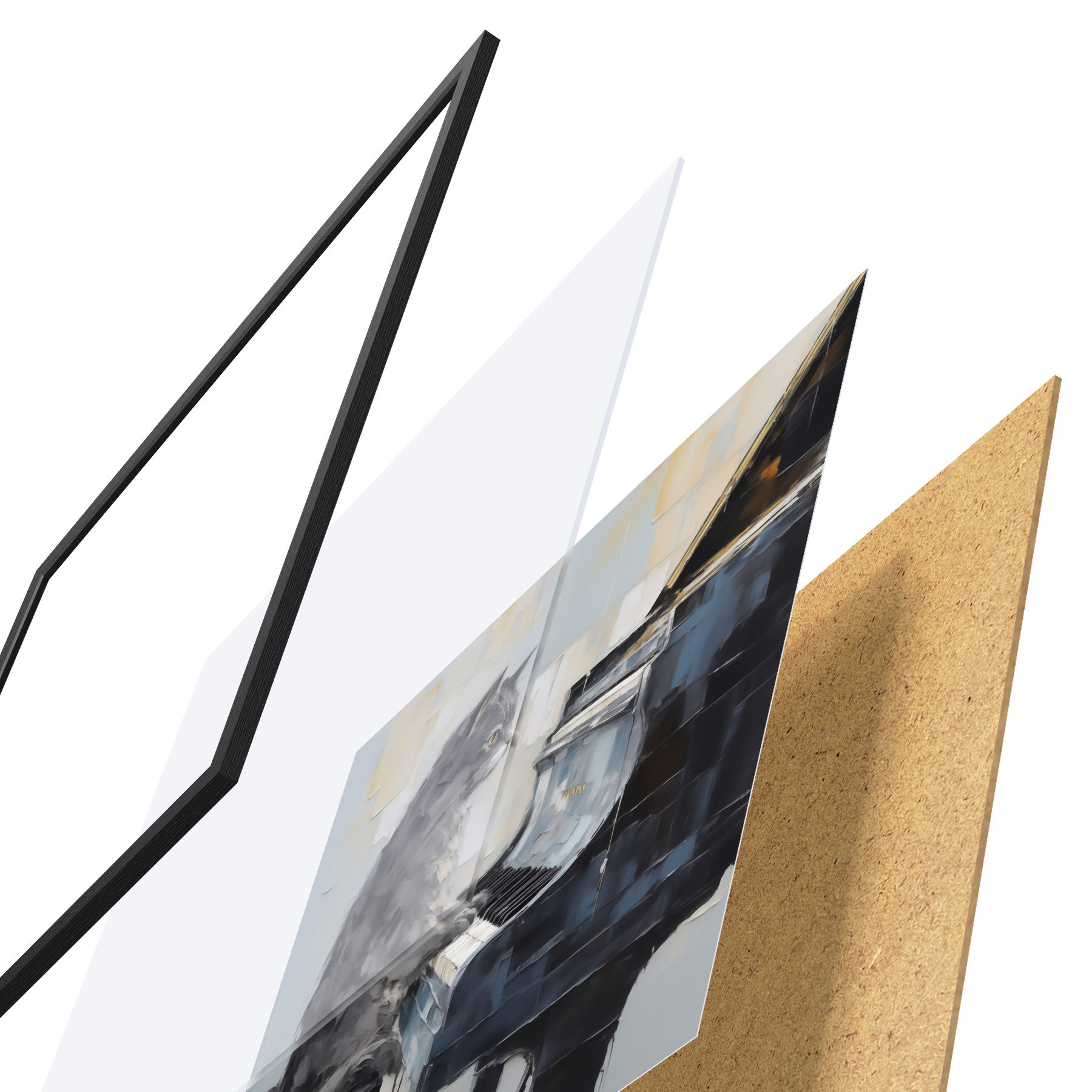 Poster Kat en piano, imitatieschilderij d31064