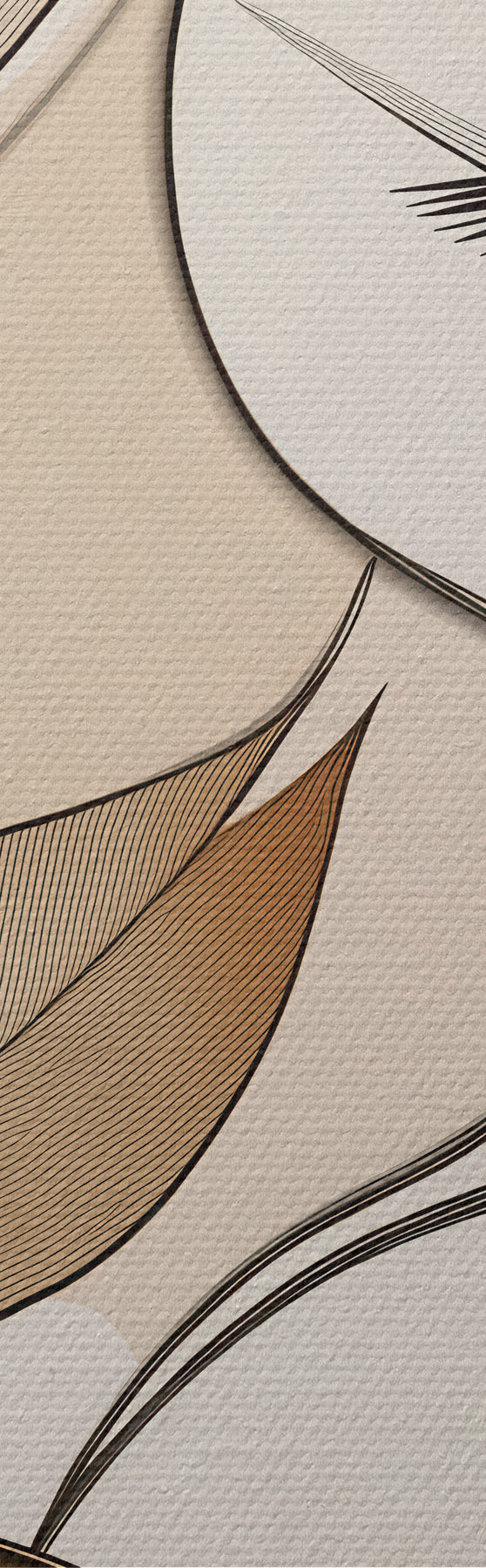  Peintures Profil d'une femme avec des feuilles s50997