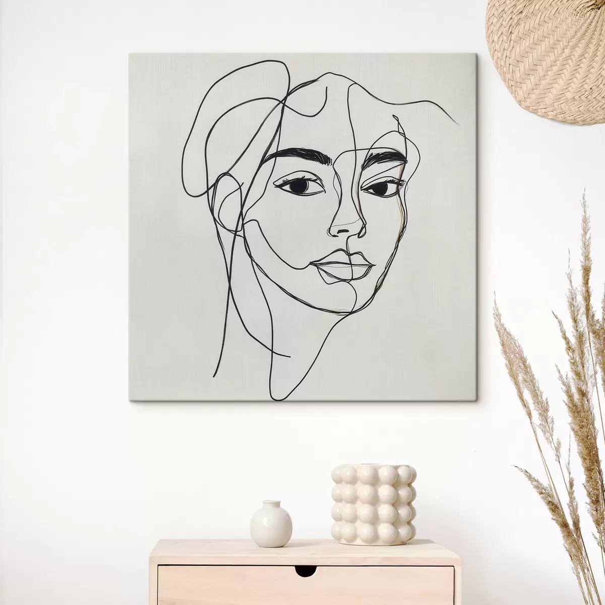  Peintures Portrait linéaire d'un visage s51001