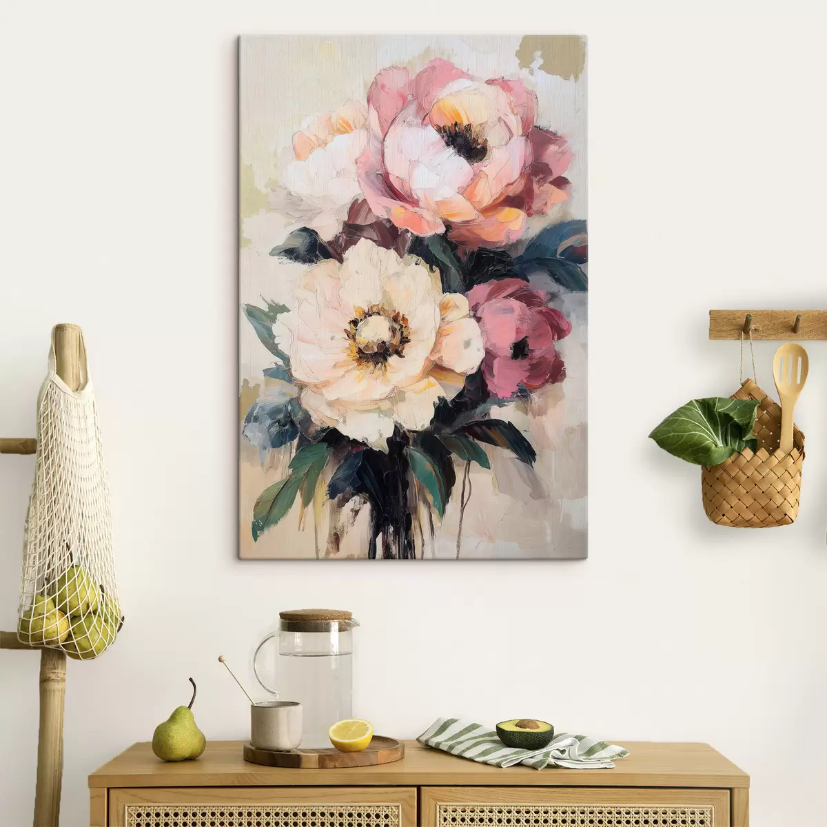  Peintures Pivoines roses et crème s51007