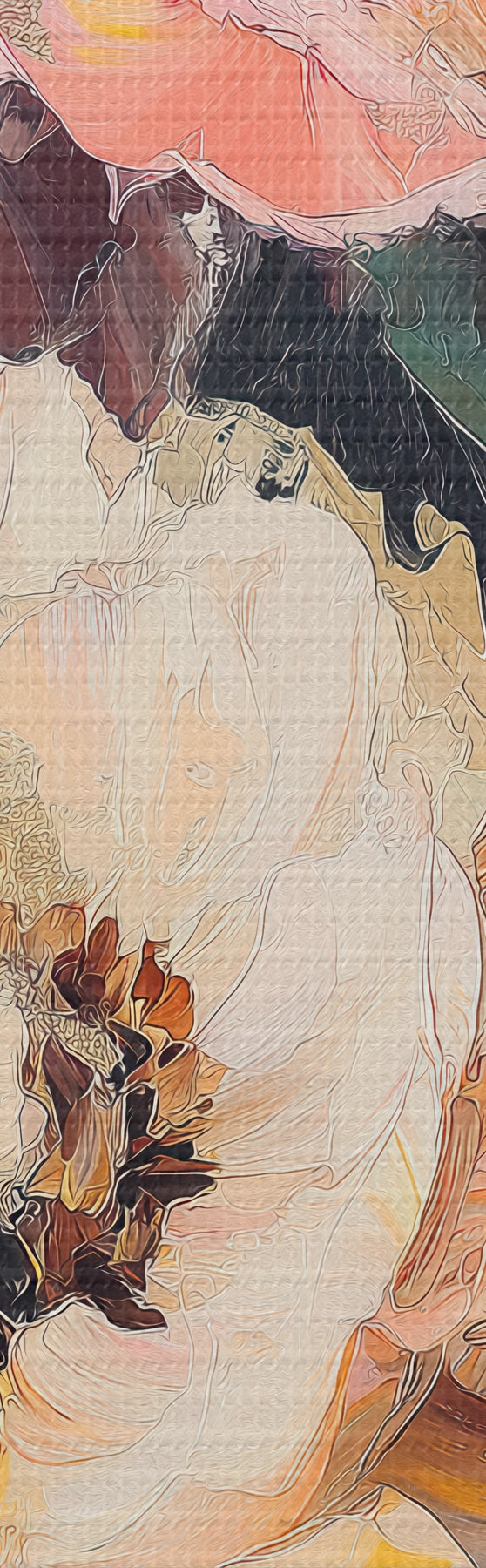  Peintures Pivoines roses et crème s51007
