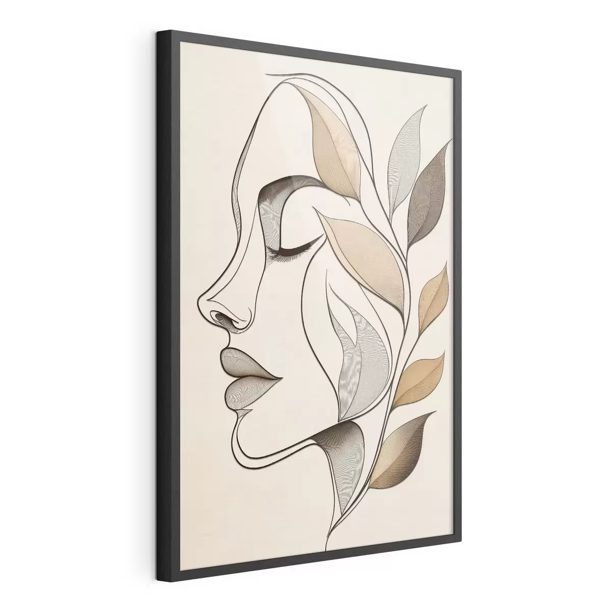 Affiche Profil d'une femme avec des feuilles f50998
