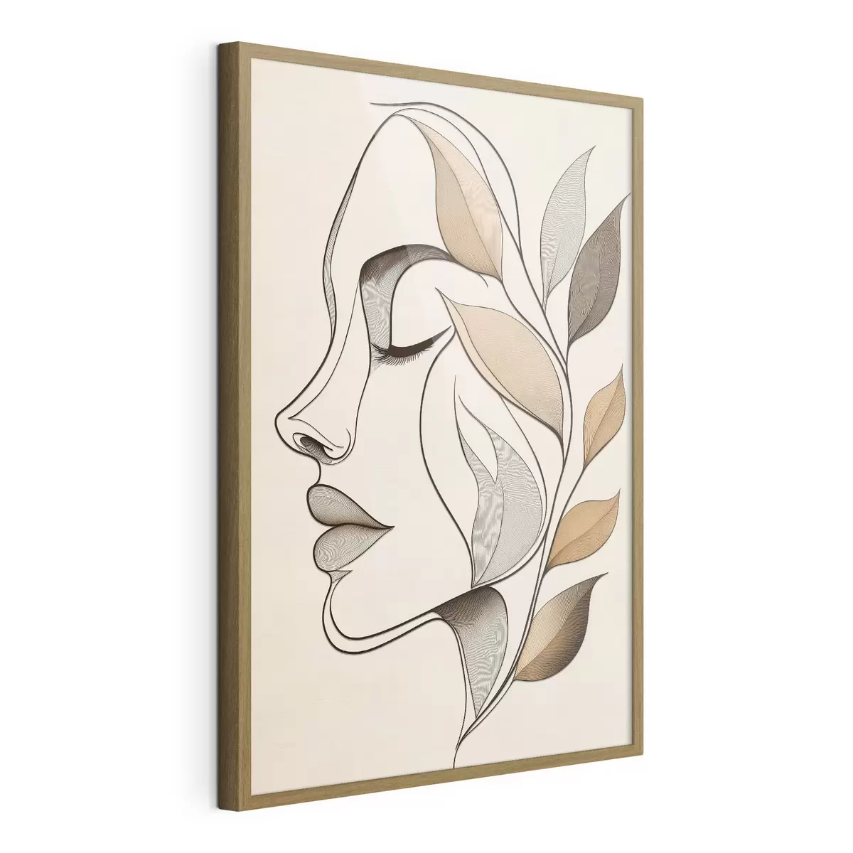 Affiche Profil d'une femme avec des feuilles f50998