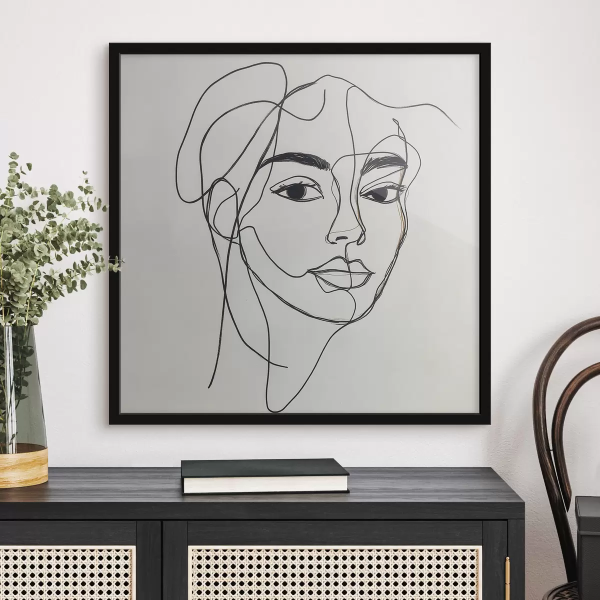 Poster Lineair portret van een gezicht f51001