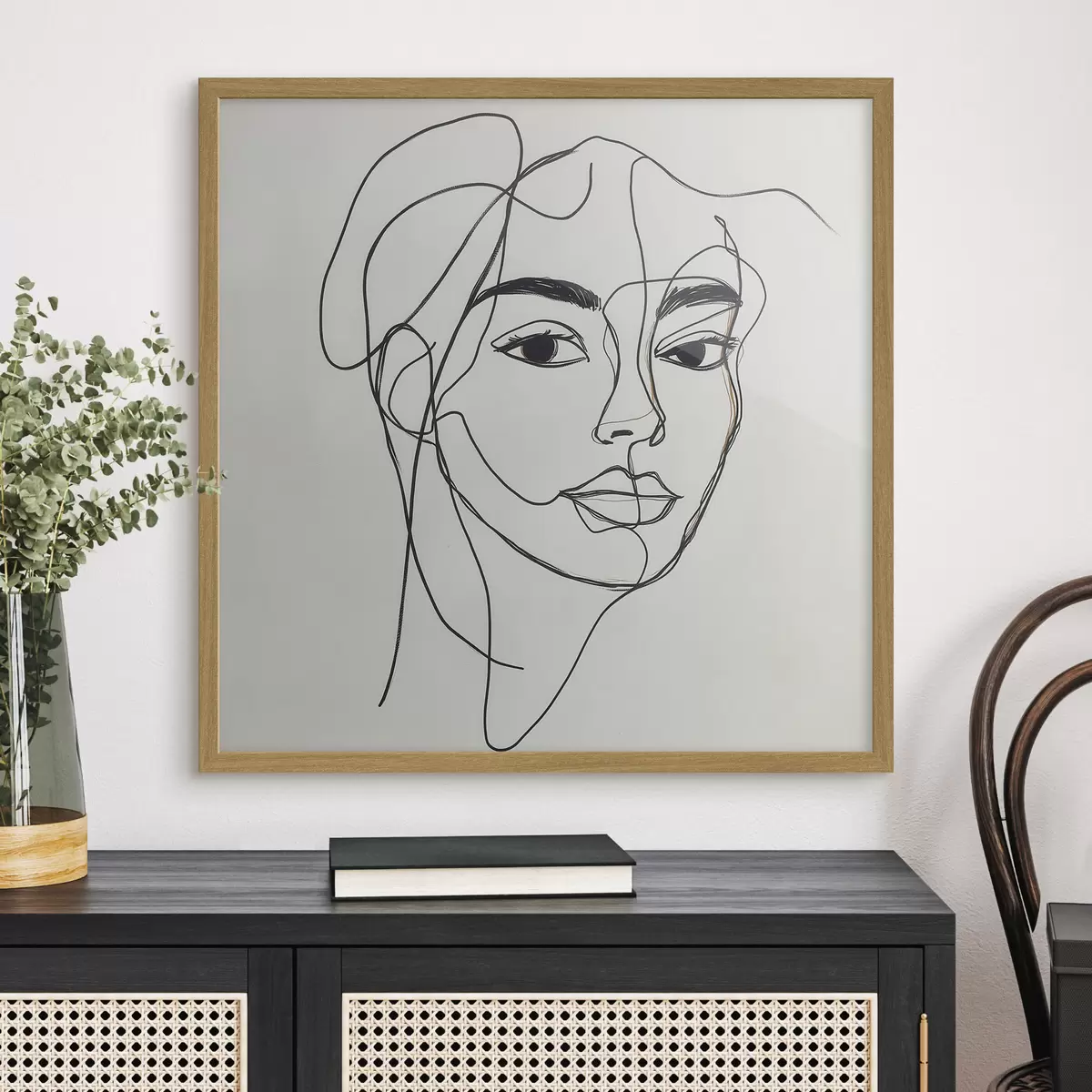 Poster Lineair portret van een gezicht f51001