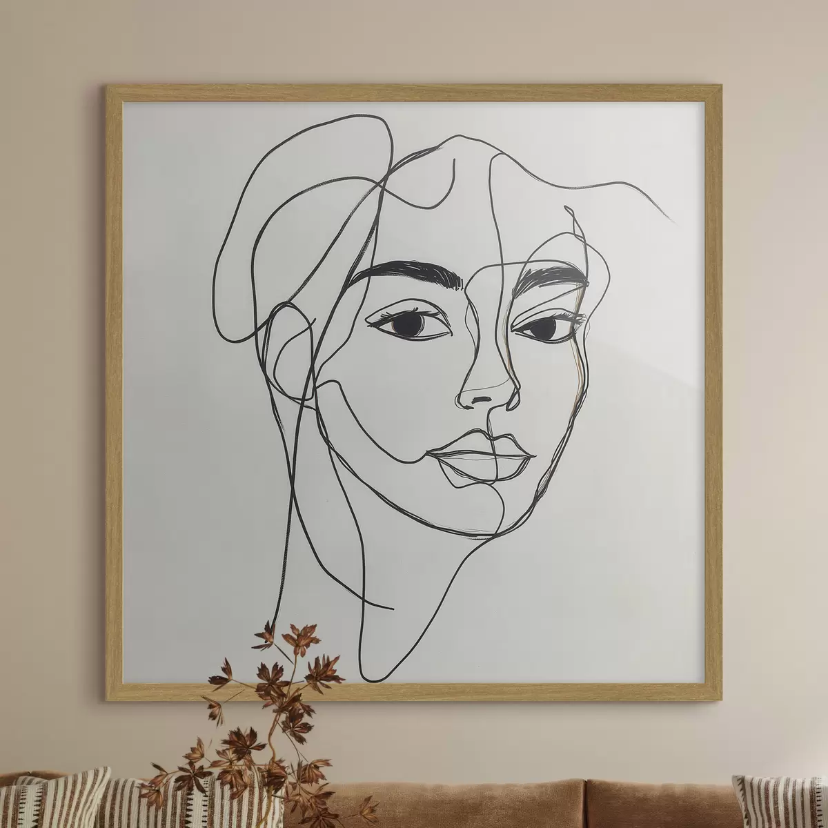 Poster Lineair portret van een gezicht f51001