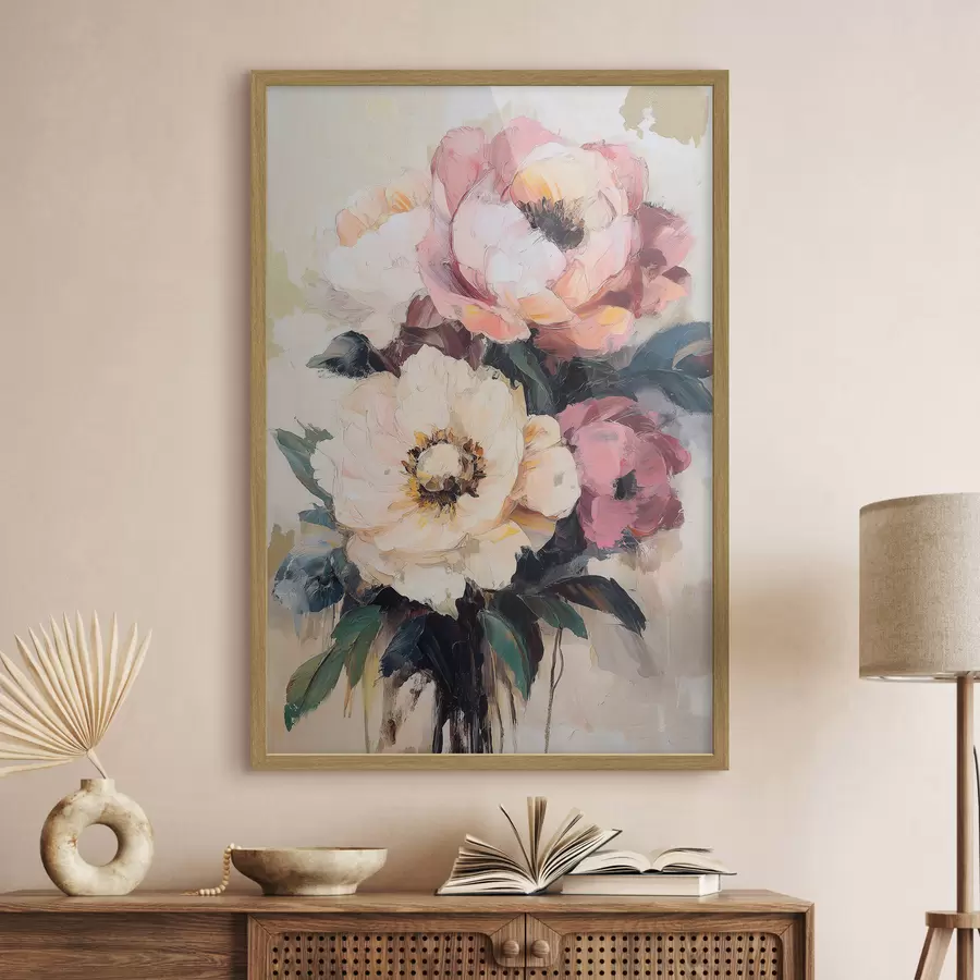 Papier peint photo Pivoines roses et crème f51007