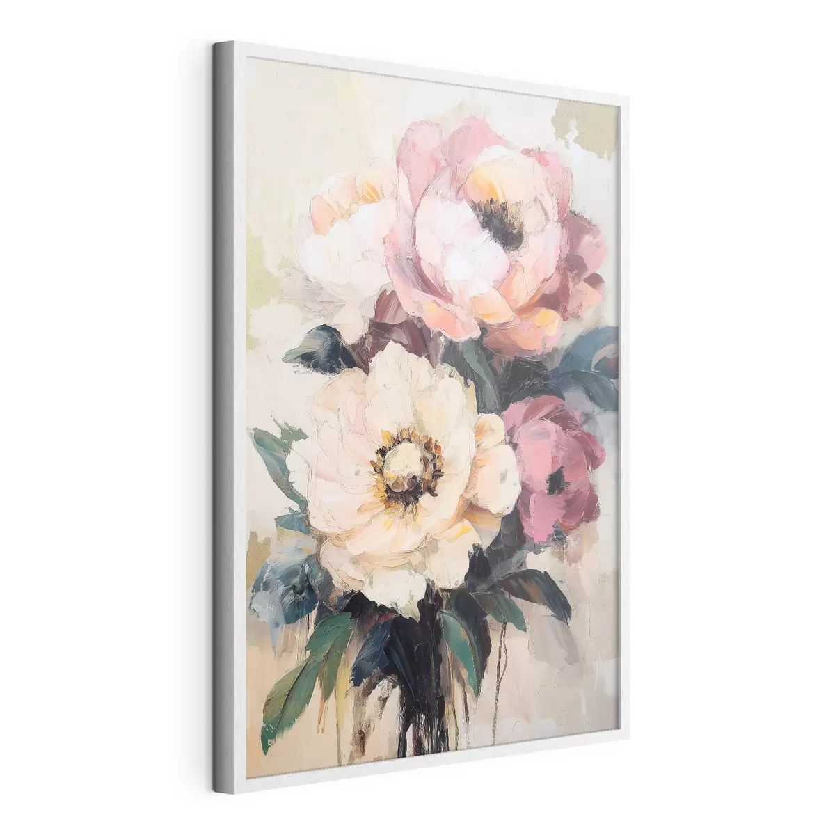 Poster Roze en crèmekleurige pioenrozen f51007
