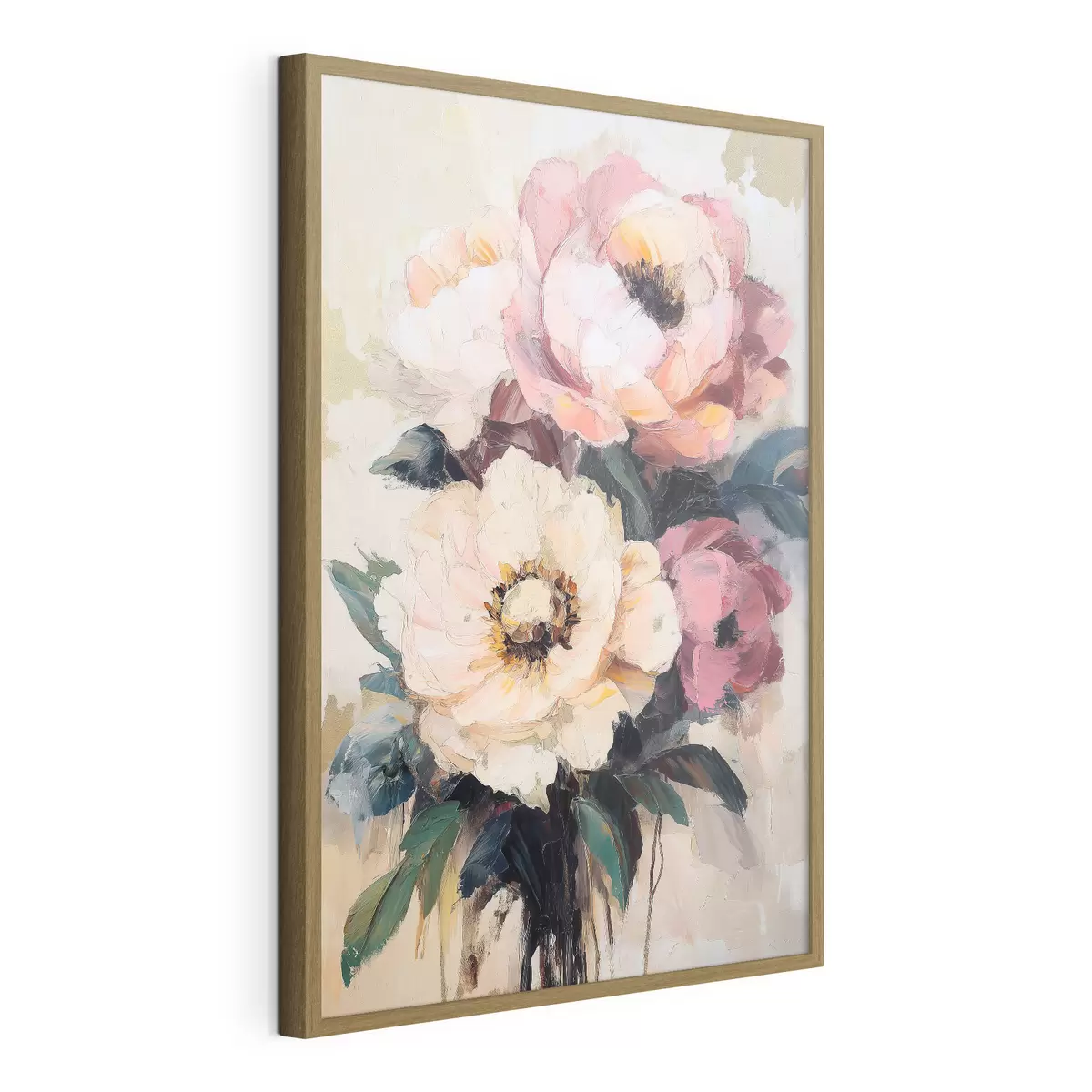 Poster Roze en crèmekleurige pioenrozen f51007