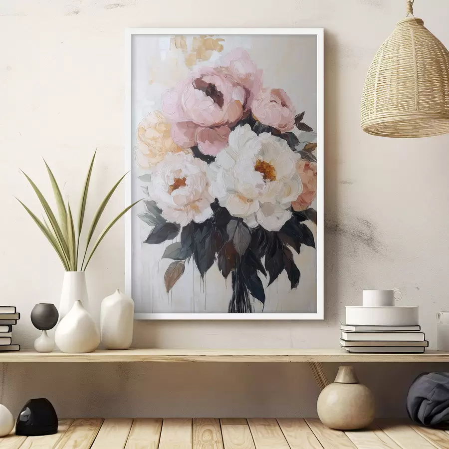 Papier peint photo Bouquet de pivoines roses et blanches f51008