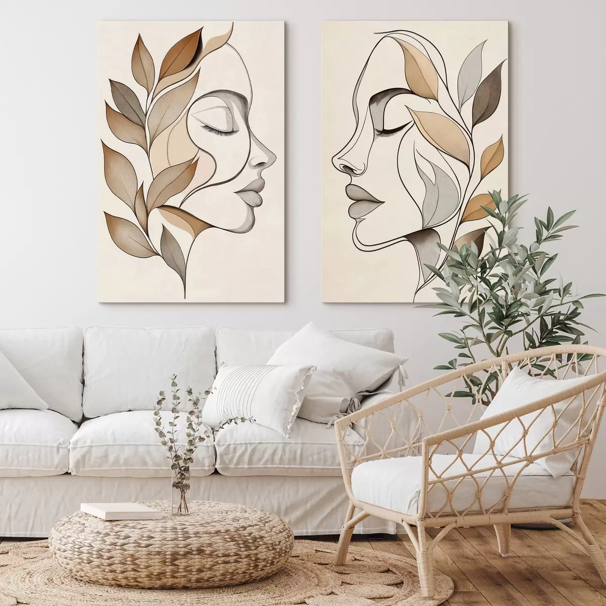  Peintures Silhouettes féminines avec des feuilles m31067