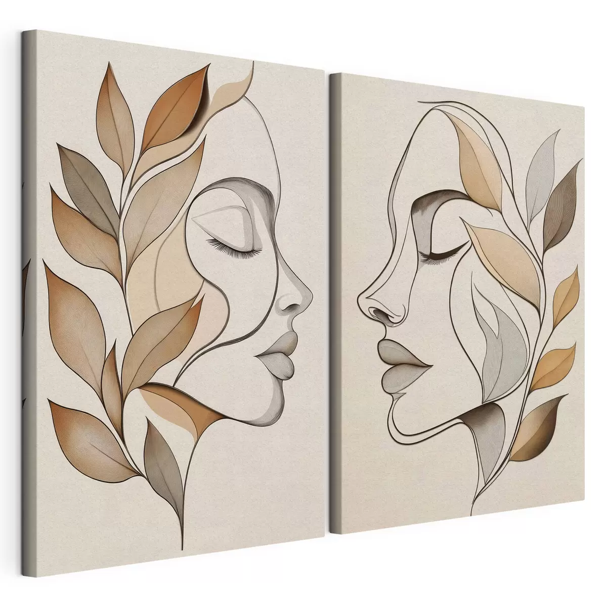  Peintures Silhouettes féminines avec des feuilles m31067