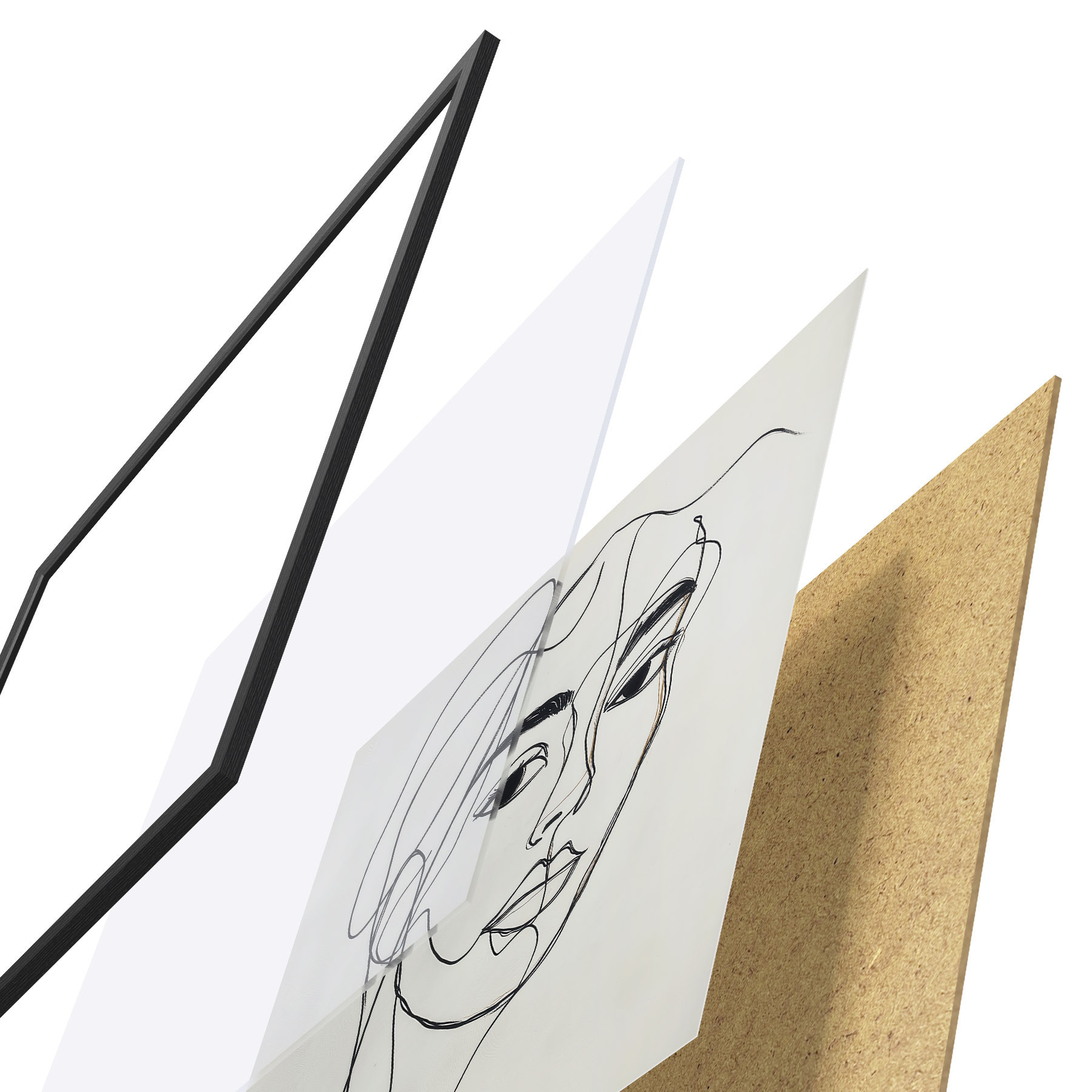 Poster Lineaire abstracte gezichten d31069