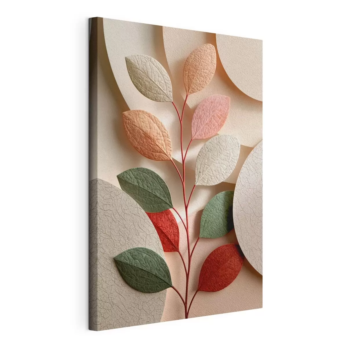  Peintures Branche végétale agrémentée de formes géométriques s50863