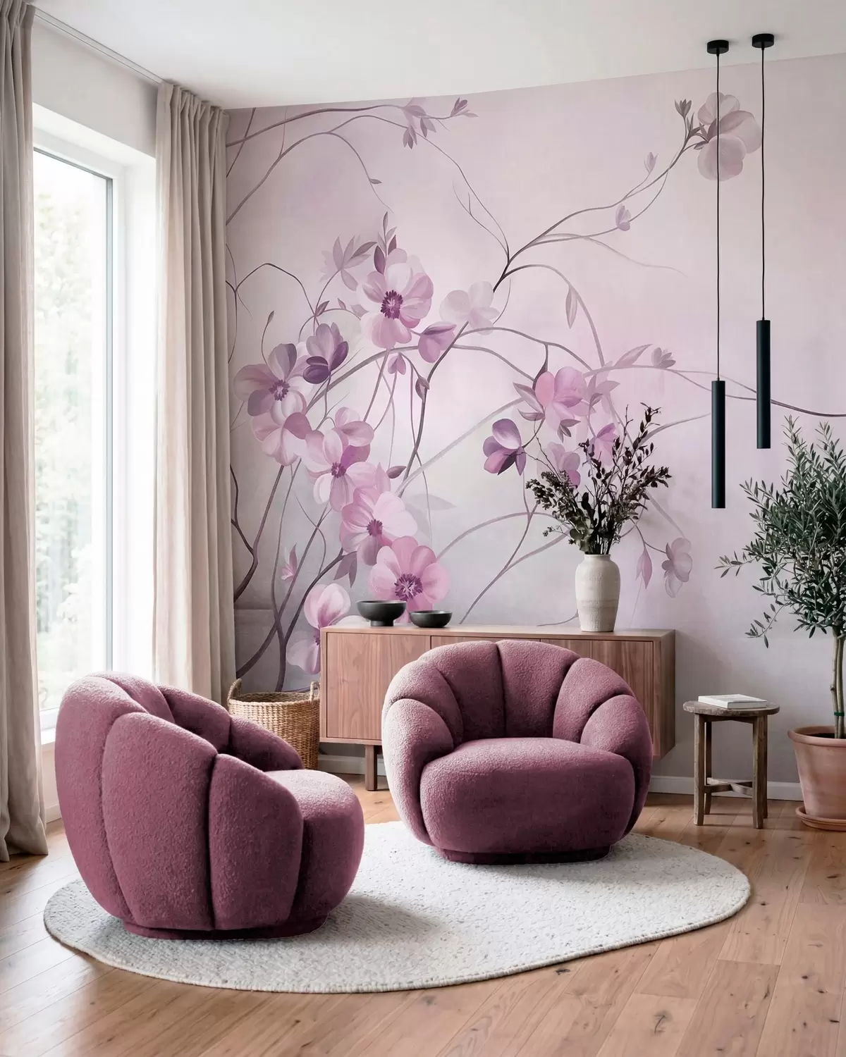 Fotobehang Bloemendroom · Roze w10083v1