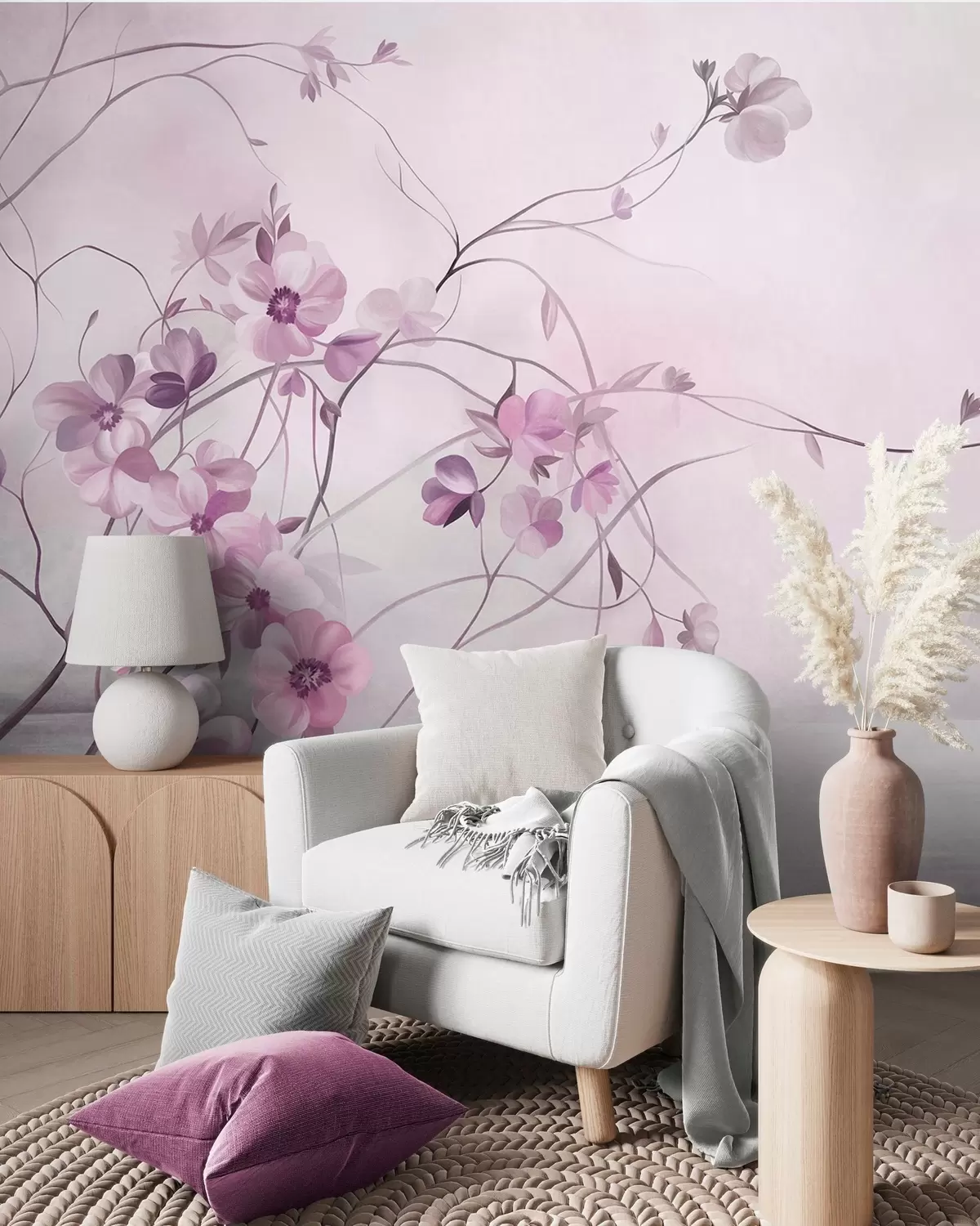 Fotobehang Bloemendroom · Roze w10083v1