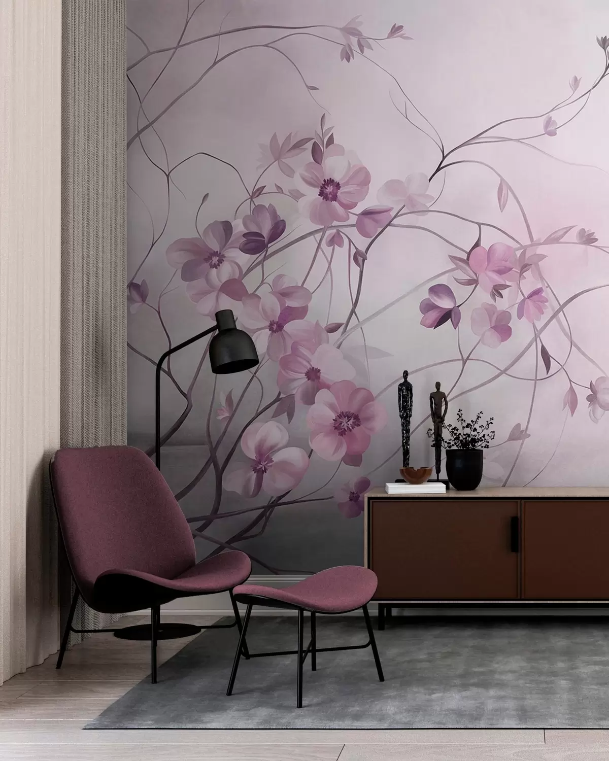 Fotobehang Bloemendroom · Roze w10083v1