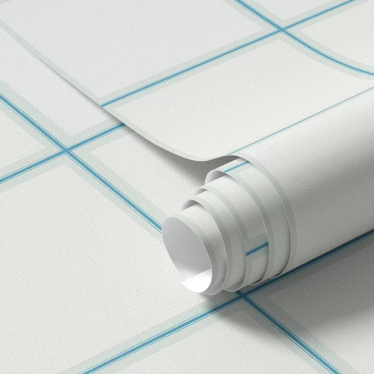 Behang Raster van negen witte vierkanten met lichtblauwe randen a01277v1
