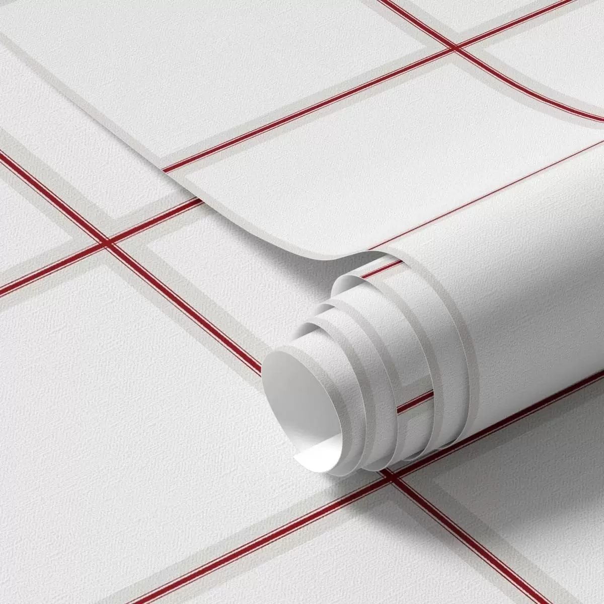 Behang Raster van negen witte vierkanten met bordeauxrode randen a01277v2