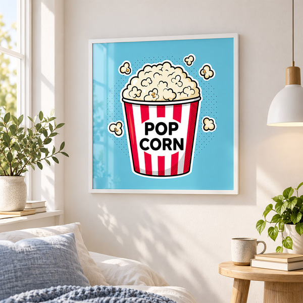 Affiche L'heure du goûter avec du délicieux pop-corn, Posters nourriture et boissons, f50791wh : Uwalls